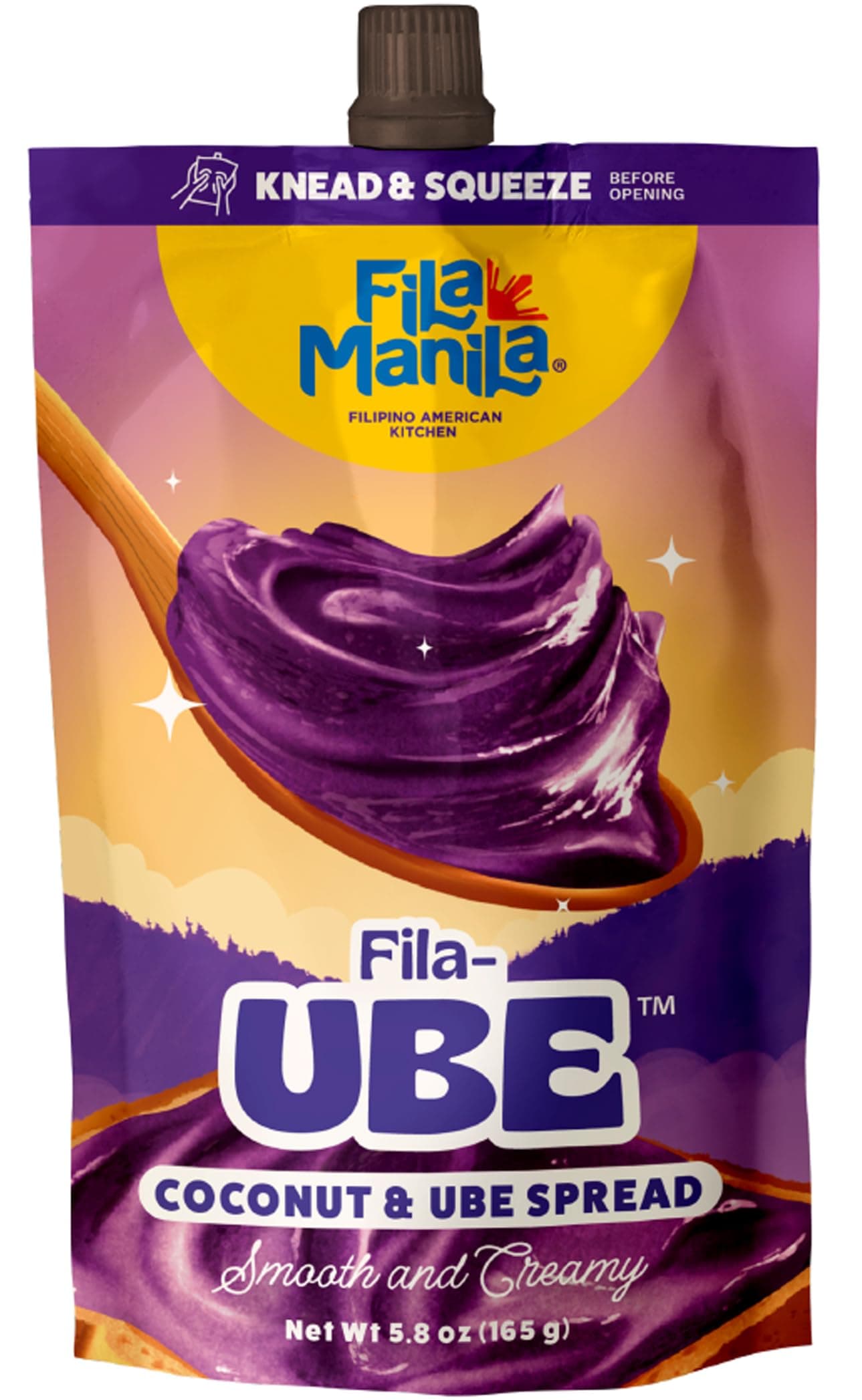 Fila Manila Ube Coconut Spread Purple Yam As Seen on Shark Tank - Award-Winning 5.8 OZ Pouch, Vegan, Gluten Free, Dairy Free, No Red 3, No Red 40, No Ube Extract, No Artificial Colors, Real Philippine Ube (1 Pack)