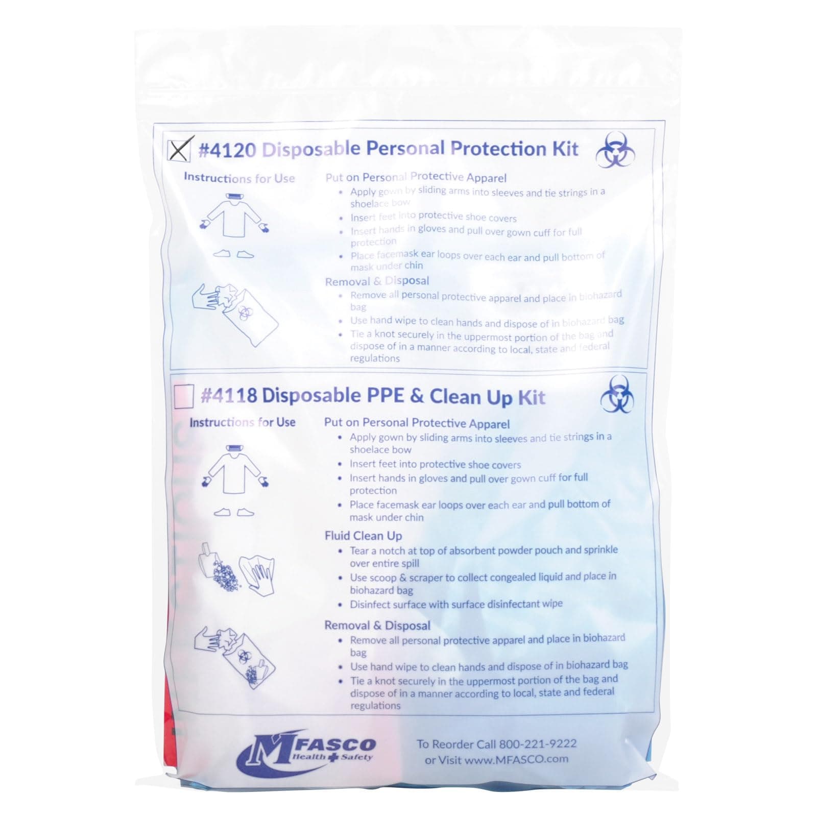 MFASCO First Aid Personal Protection Equipment Kit with BBP Bag, Emergency Bloodborne Pathogen Clean Up Kit, Including Blood Spill Kits, Complete Disposable PPE Set, Ideal for First Responders