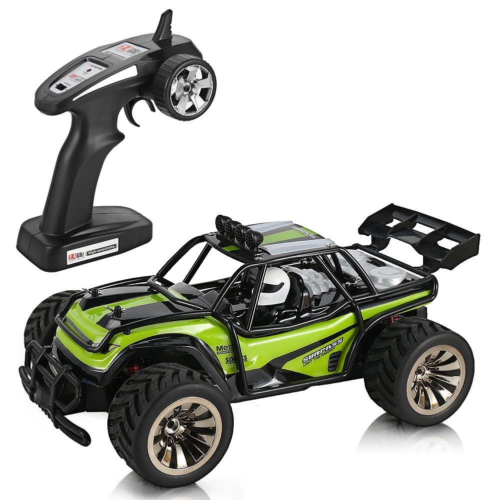 FidgetKit Electric Offroad RC Car, 1:16 Scale RC Desert Dune Buggy Vehicle, 2WD 15KM/H High Speed 2.4GHz Remote Control Monster Truck (Green)