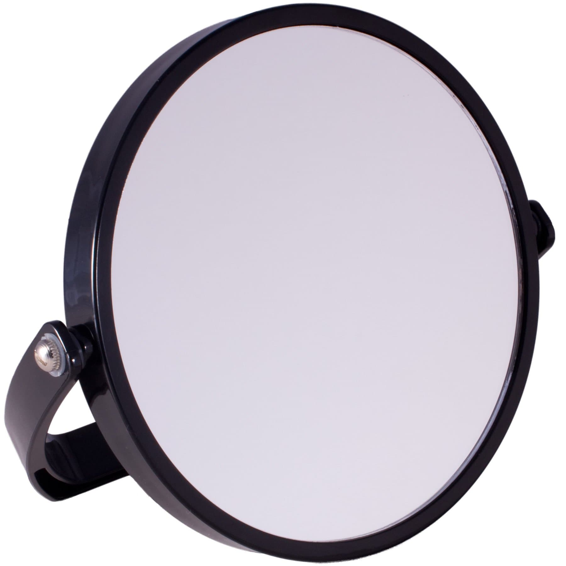 Circular Free Standing Travel or Bathroom Mirror 3x Magnifying Black 16cm Diameter