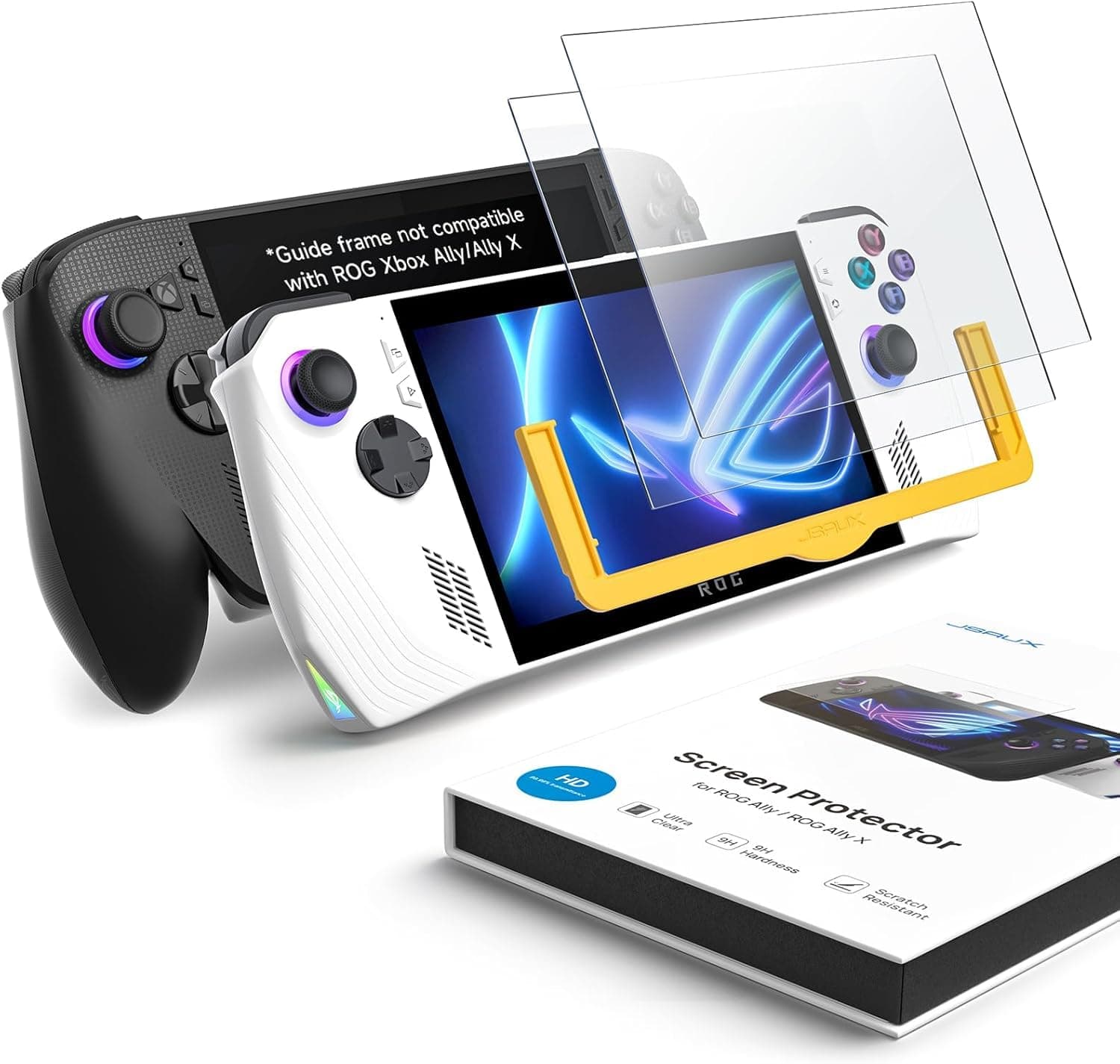 JSAUX Screen Protector for ROG Xbox Ally/ROG Xbox Ally X (2025) / ROG Ally 2-Pack, Ultra HD 9H Hardness Tempered Glass Protector, 7 inch Anti-Scratch Screen Protector for ROG Ally X