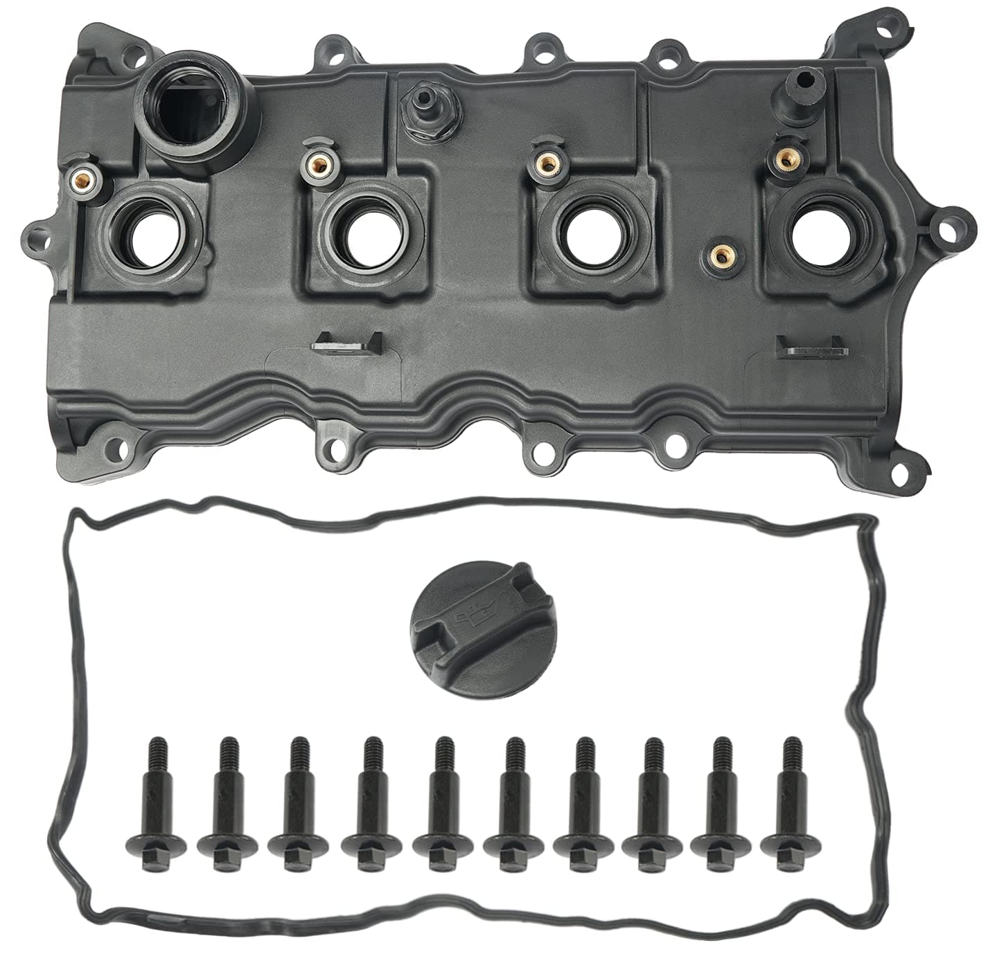 Engine Valve Cover with Gasket, Bolts, PCV Valve & Oil Cap Compatible with 2007-2013 Nissan Altima Sentra SE-R 2.5L Replace# 13264-JA00A 13270-JA00A