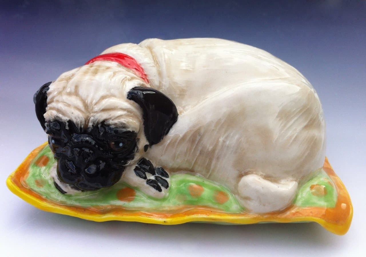 Pug ornament, Suki, Pug Sculpture, Pug Figurine by Clare McFarlane