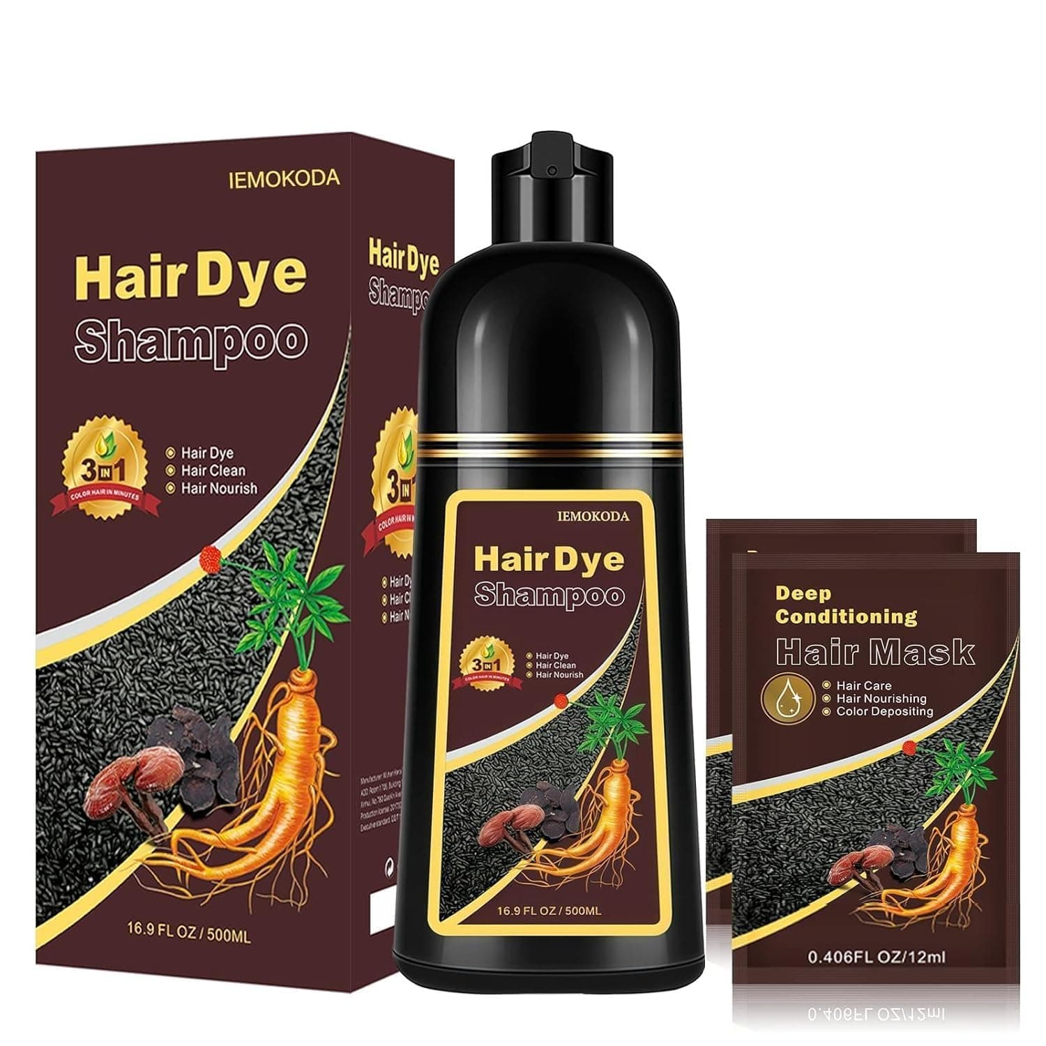 Blonde Brown Hair Color Shampoo for Women and Men, Instant Brown Hair Dye Shampoo 3 in 1, Shampoo Hair Dye Works in Minutes, Long Lasting Brown Hair Shampoo