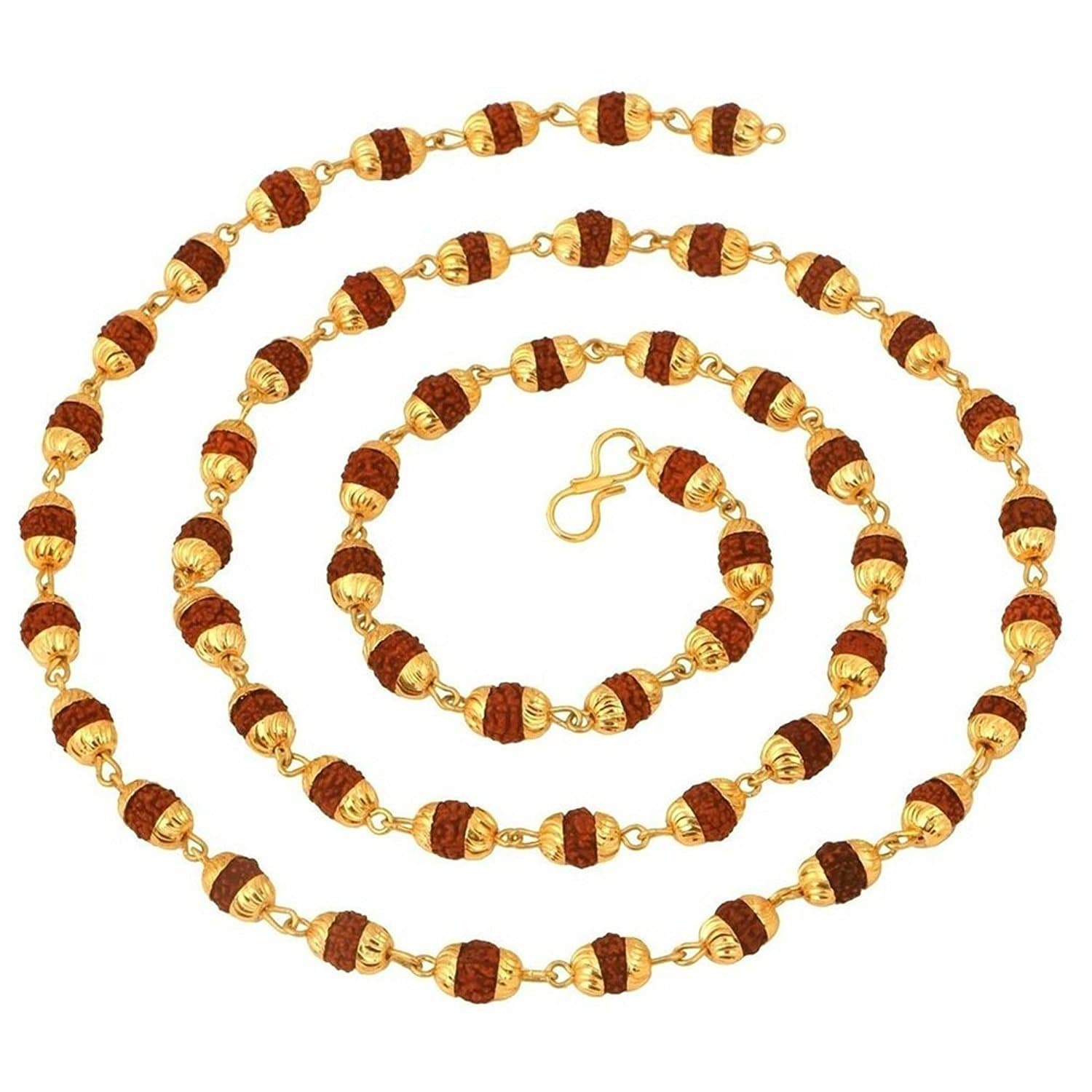 Gold Plated Rudraksh Mala Chain 24 inches Long for Men CN1100216G