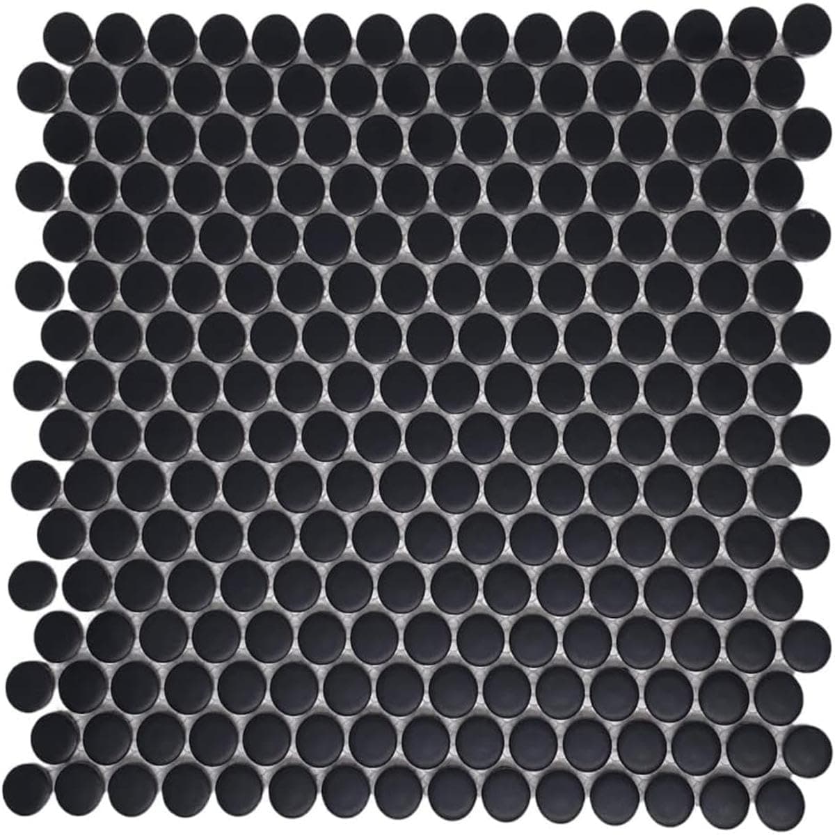 Tenedos Penny Round Black Matte Porcelain Mosaic Tile for Bathroom, Shower, Kitchen Backsplash, Pool, Accent Wall (Box of 10 Sheets)