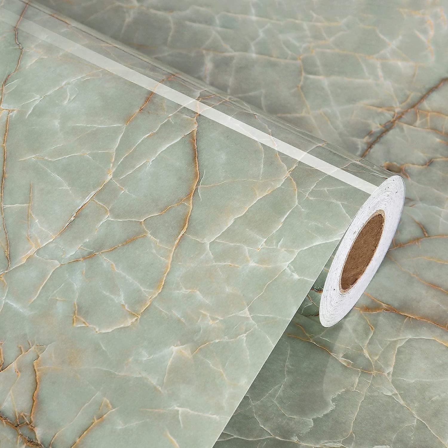 Green Marble Contact Paper for Countertops Waterproof Granite Peel and Stick Wallpaper Decorative Vinyl Contact Paper for Kitchen Cabinets Table Top Cyan Marble Wallpapers for Backsplash 15.8"x78.7"
