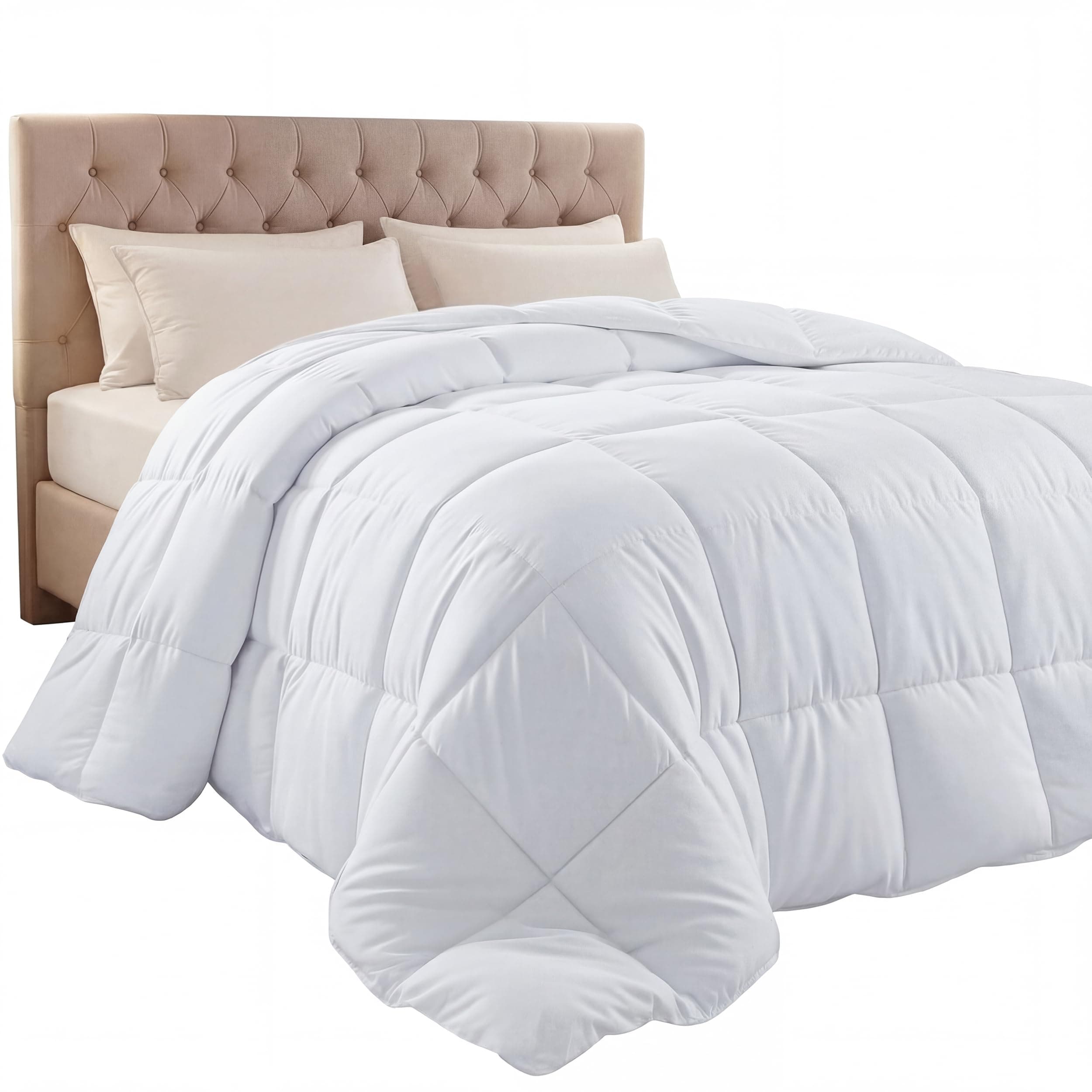 Comforter Duvet Insert, Quilted Comforter with Corner Tabs, Box Stitched Down Alternative Comforters Full Size (White)