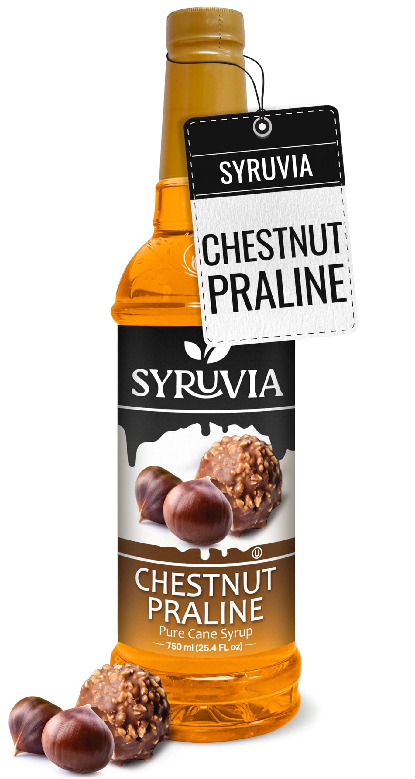 Coffee Syrup, Chestnut Praline Flavored Syrup for Drinks, Lattes, and Desserts – 25.4 fl oz