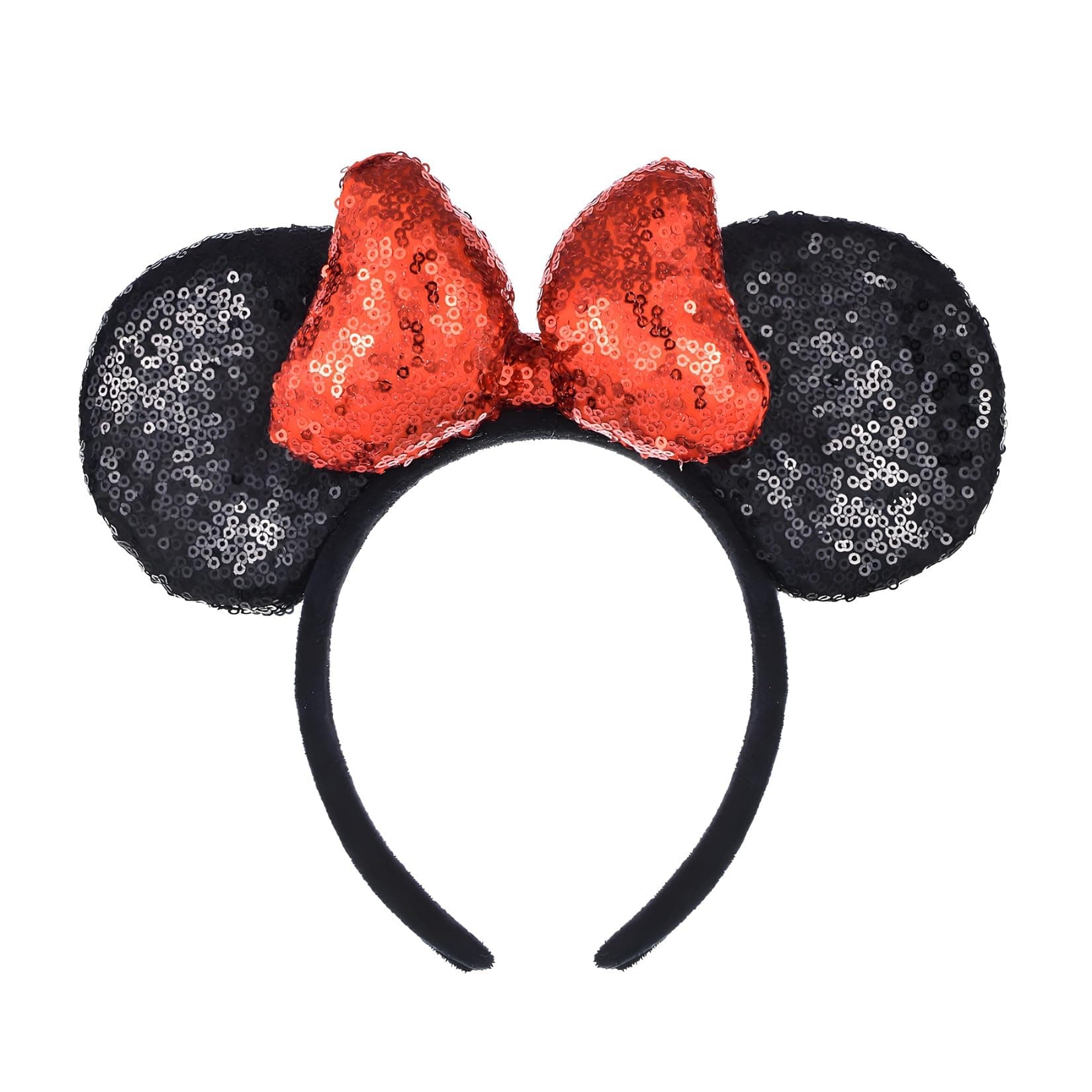 3D Black Mouse Sequin Ears Headband MM Glitter Butterfly Hair Clasp Park Supply Adults Women Photo Accessory