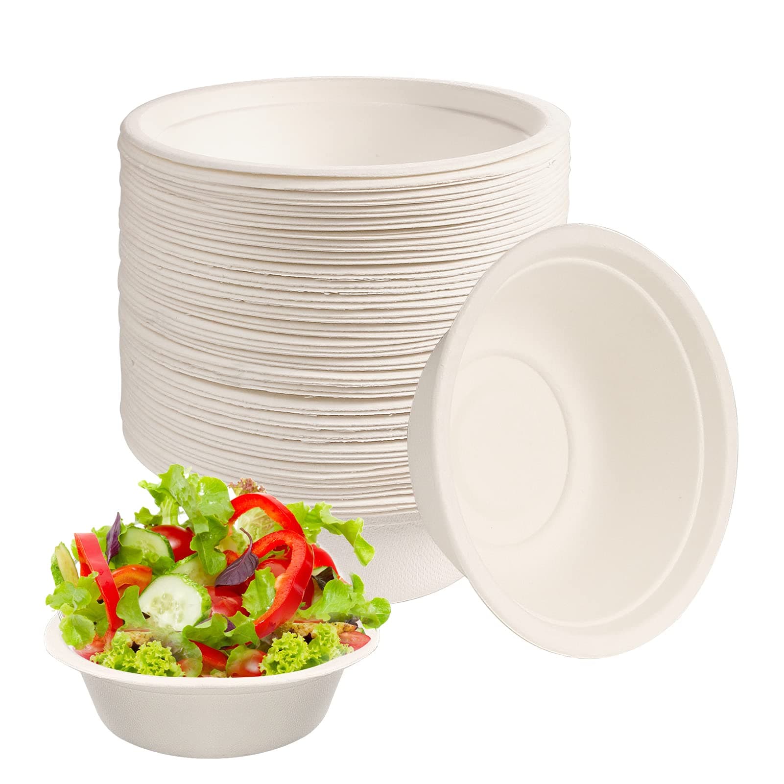 Juliyeh 通用 50 Pack Disposable Paper Bowls Sugarcane Bowls Strong Bagasse Bowls Eco-Friendly Biodegradable and Compostable Bowls for Parties 12 Ounces 350ml