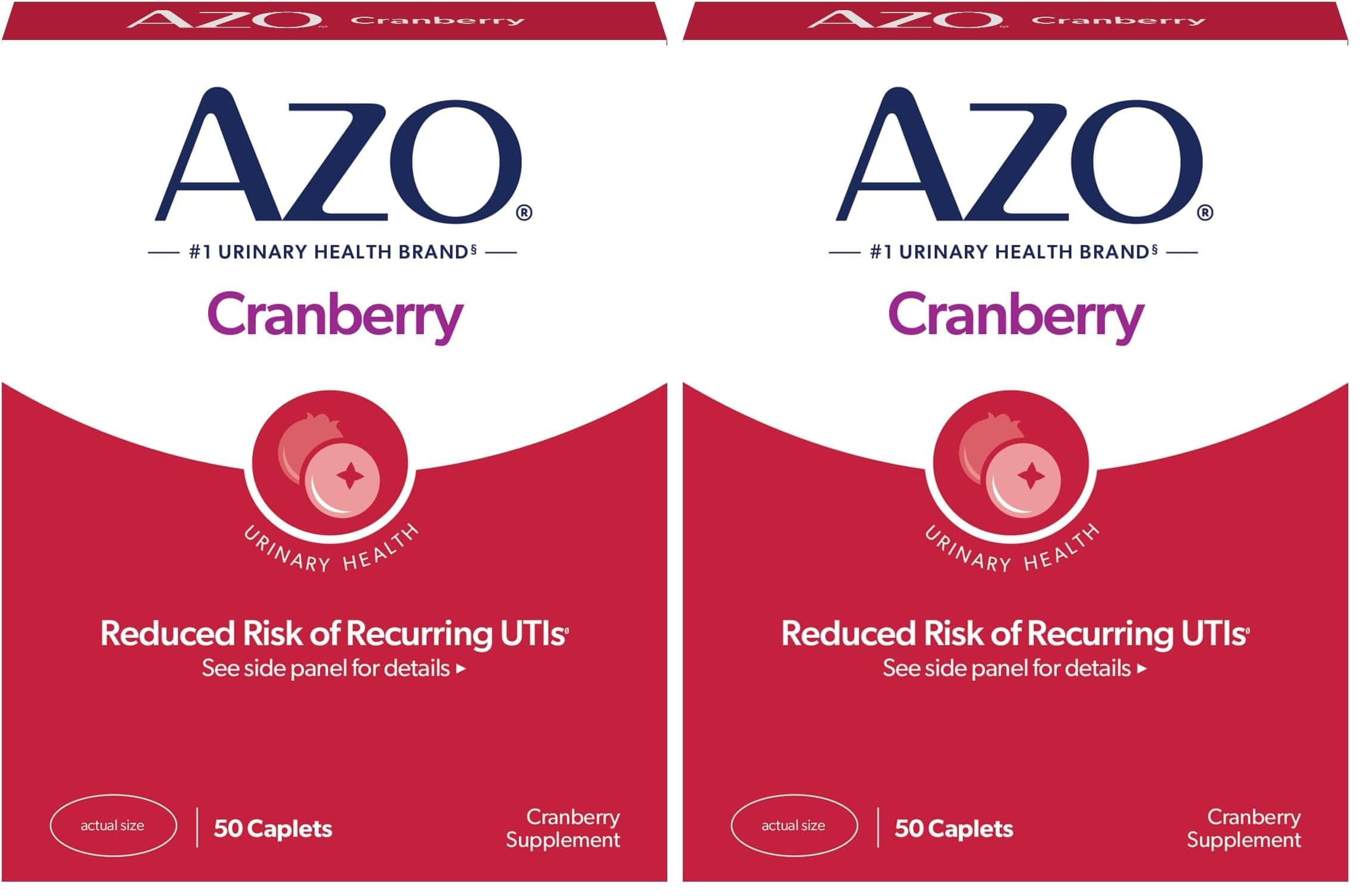 AZO Cranberry Pills for Urinary Tract Health for Women and Men, Adult Cranberry Supplement, Sugar-Free, Non-GMO, 50 Count (Pack of 2)