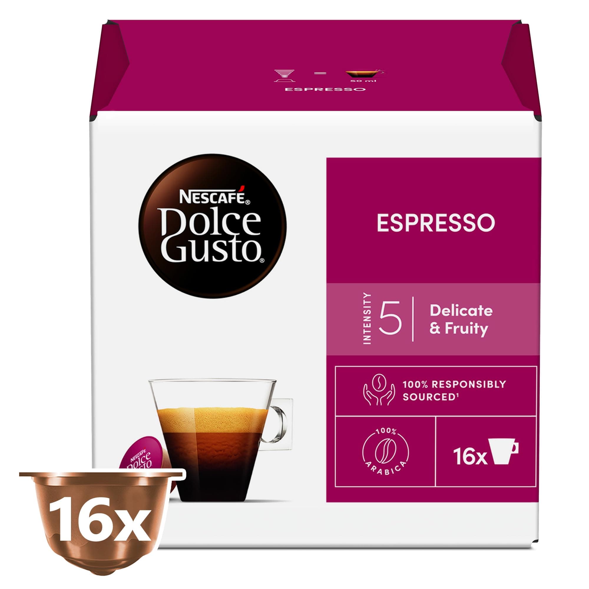 NESCAFÉ DOLCE GUSTO Espresso Coffee Capsules, 16 Capsules 88G, Pink