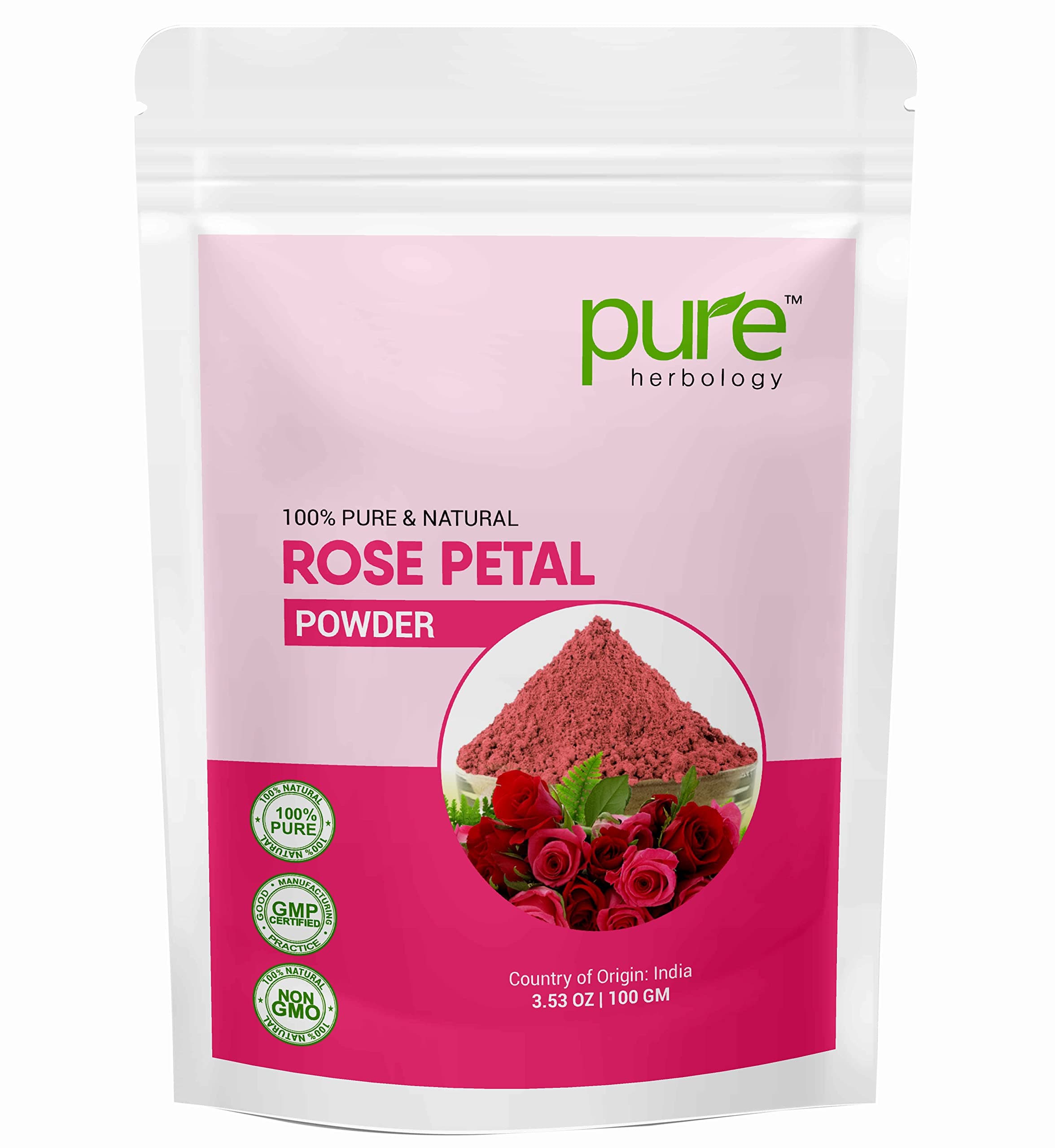 Pure and Natural Double Filtered Rose Petal Powder For Skin, Face Pack Mask for Fairness, Tanning & Glowing Skin, 100gm