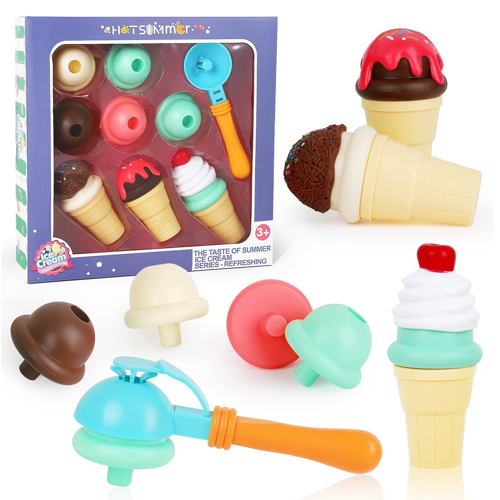 Ice Cream Set - Sweet Treats Ice Cream Parlour Playset - Pretend Play Ice Cream Cone and Scoop Toy Playset for Toddler - Toy Frozen and Accessories for Kids - Best Gifts for Girls Boys