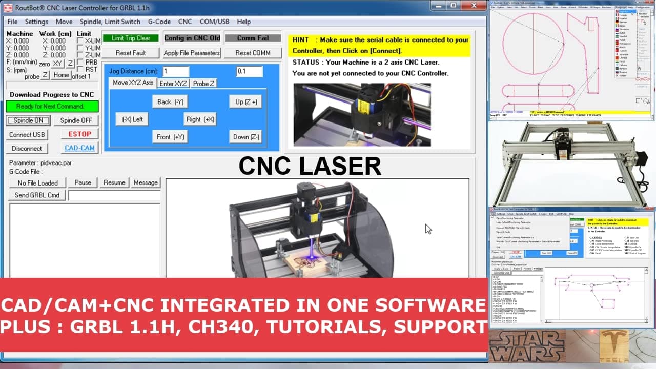 Arduino Uno Nano 4 Axis CNC Mill Easy to Used and Friendly Software (run g-code)