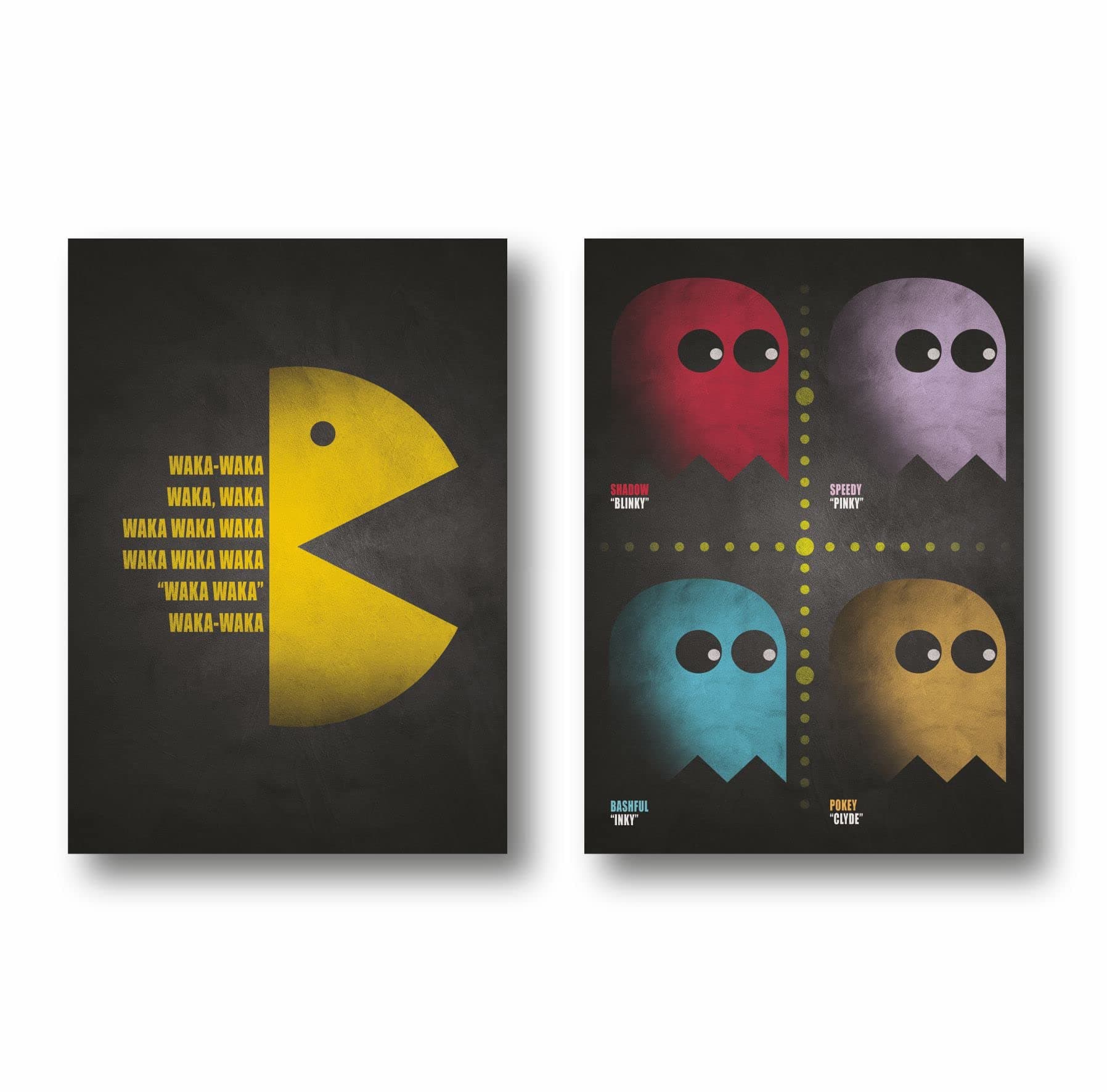 Print A To Z PACMAN Retro Wall Art Poster Prints UNFRAMED 11''x14'' inches Set of 2, PacMan Poster, Packman Decor, Retro Game Decor, Retro Game Wall Art,