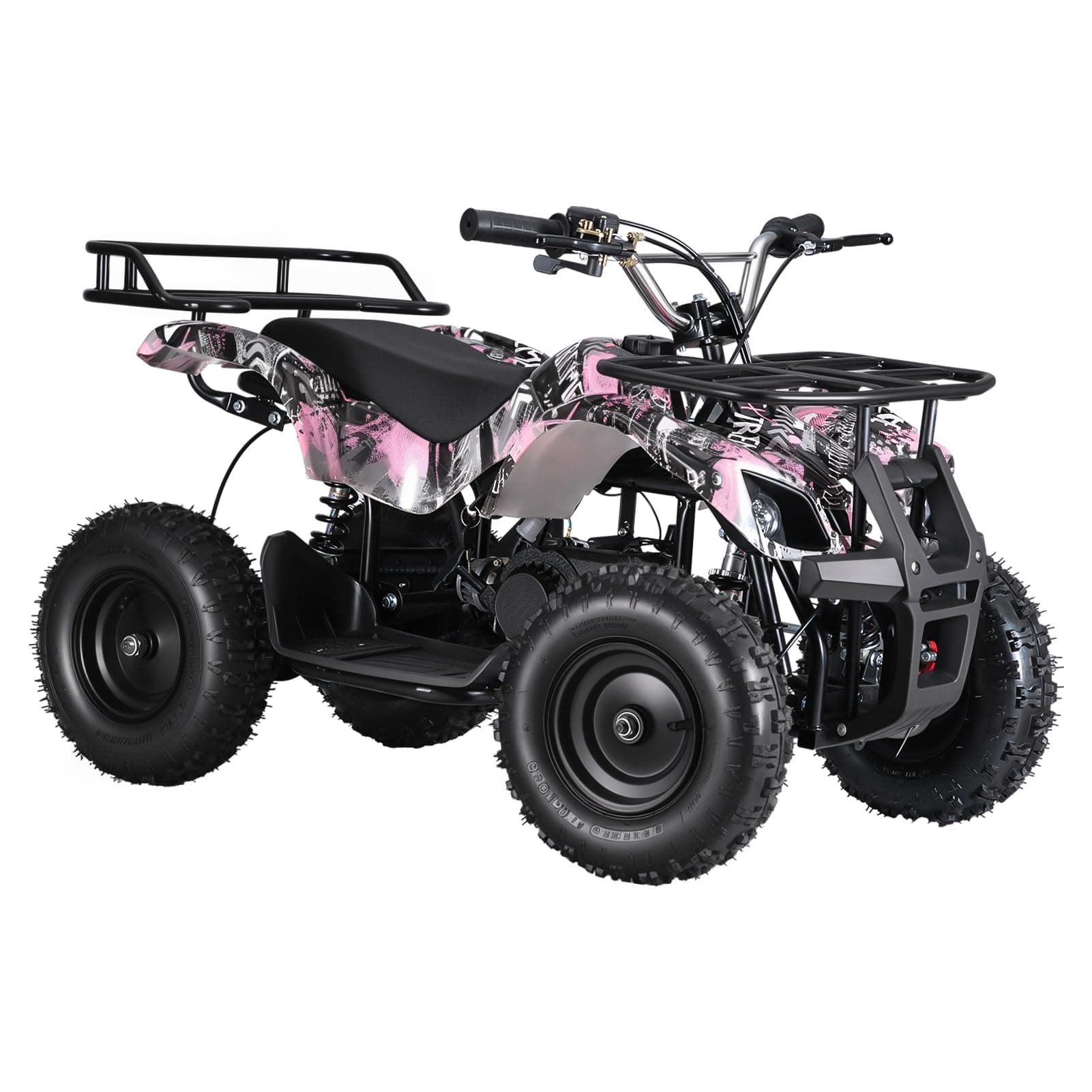 cadciehe 50CC Gas ATV 4 Wheeler, 2-Stroke ATV Quad Kids Ride On Car, Dual Disc Brake, 265LBS Weight Capacity, 31/MPH Maximum Speed Pink