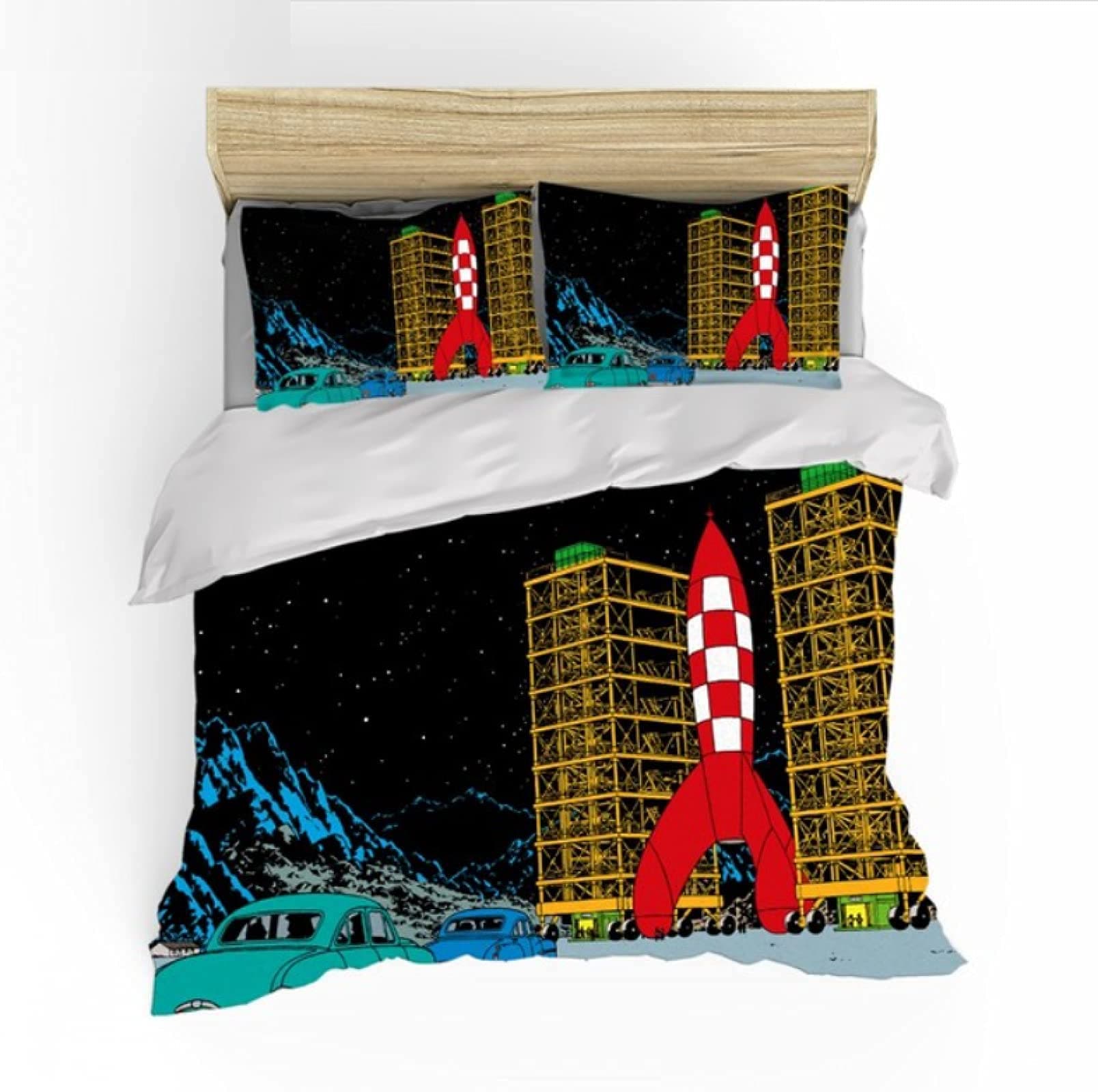 ZZQQ 3D Print Duvet Cover Set Bedding Sets Tintin Bedding Set with Pillowcases Single(135x200 cm), 2 piece set 1 piece quilt cover + 1 piece matching pillowcase