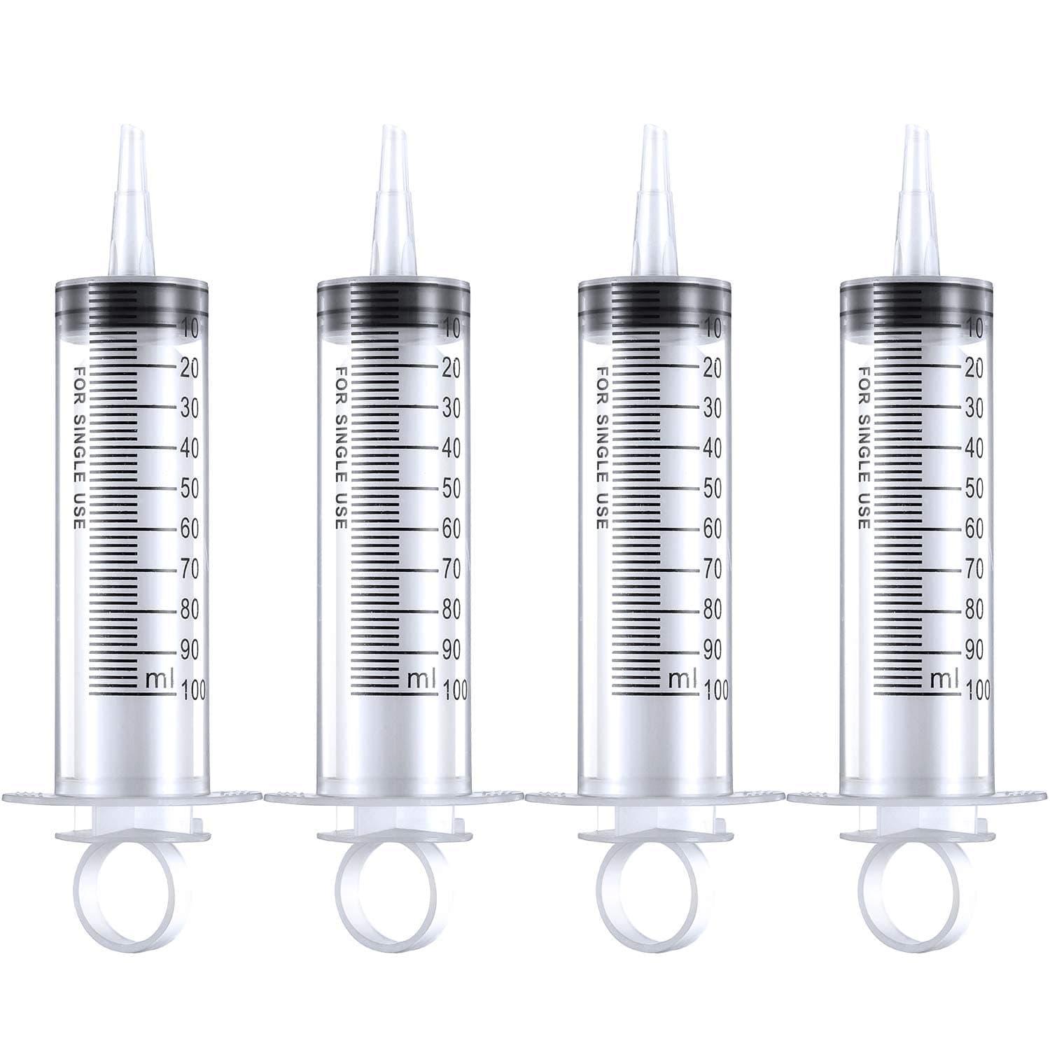 4 Pack Large Plastic Feeder for Scientific Labs and Dispensing Multiple Uses Measuring Feeder Tools (100 ml)