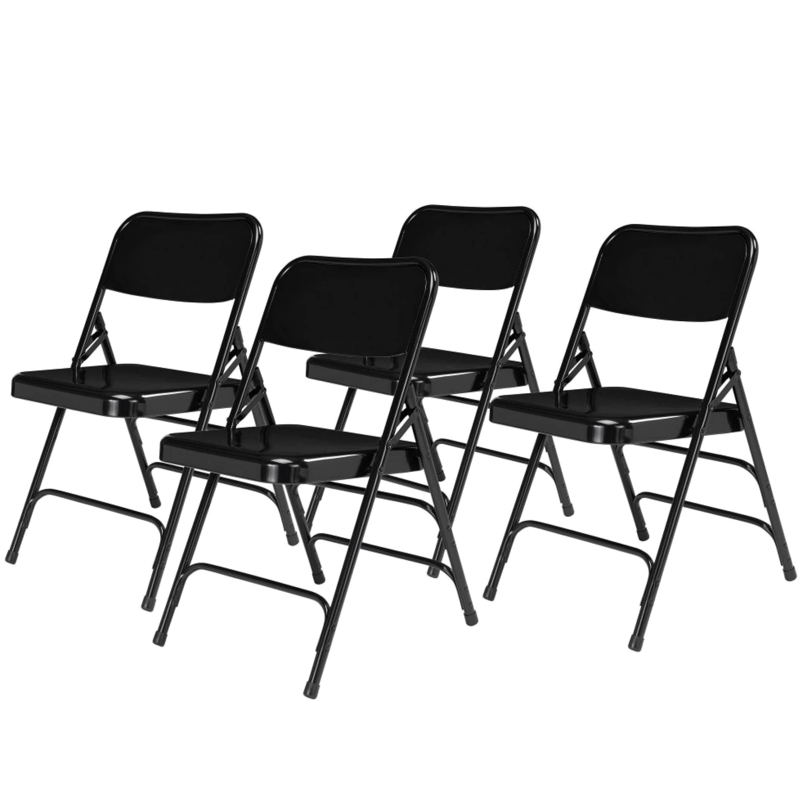National Public Seating 300 Series, Model 310 All Steel Premium Folding Chair with Triple Brace, 480 lbs Capacity, Black (Carton of 4)