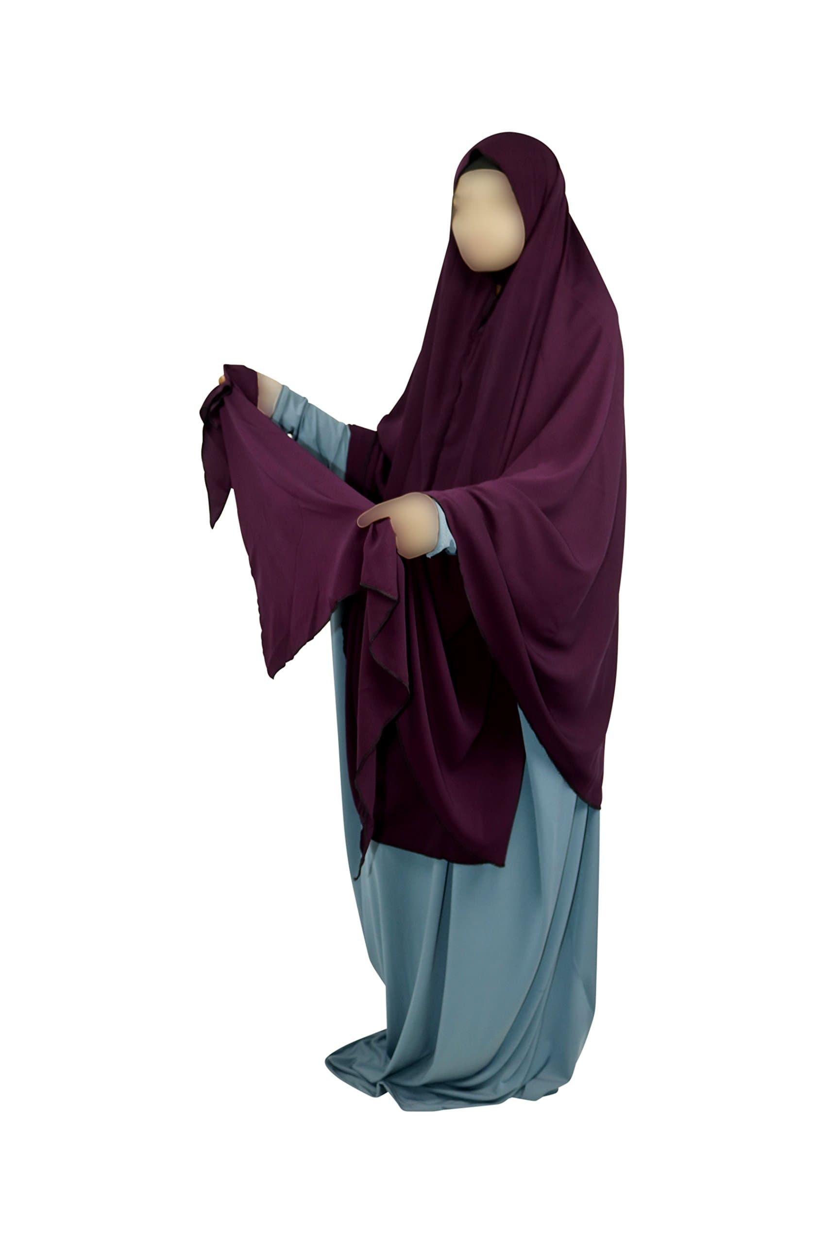 Niqab With Matching Khimar Hijab for Muslim Women Long Knee Length (Gray,Blue,Maroon)