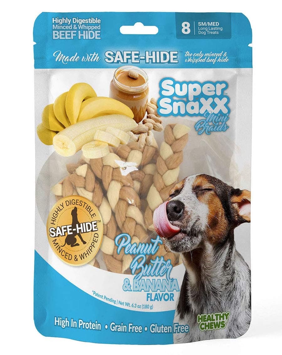 Wonder Snaxx Vanilla Yogurt & Apple, Mini Braids, Dog Chews Made from Whipped Rawhide, Sm/Med, 8 Mini Braids