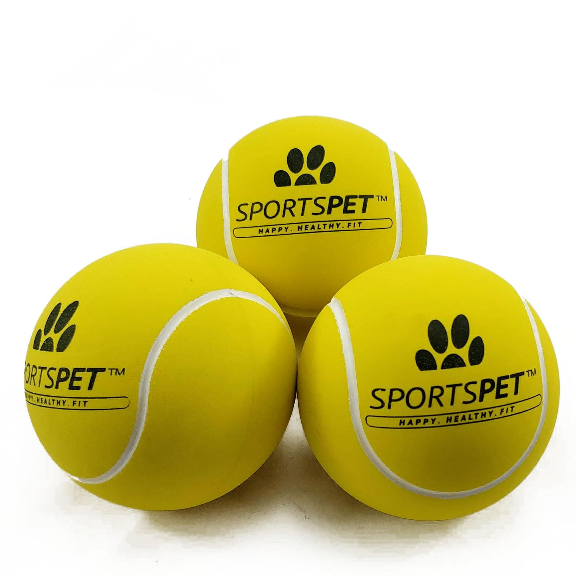 Tennis Bounce Balls for Dogs Made from Natural Rubber - Gentle on Teeth & Gums - (Pack of 3 Medium Size balls of 64mm)