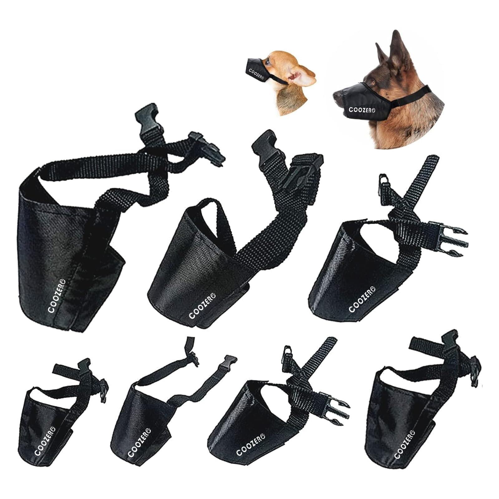 Dog Muzzles Suit, 7 PCS Anti-Biting Barking Pet Muzzles Adjustable Mouth Cover for Small Medium Large Extra Dog - Black (7 PCS)