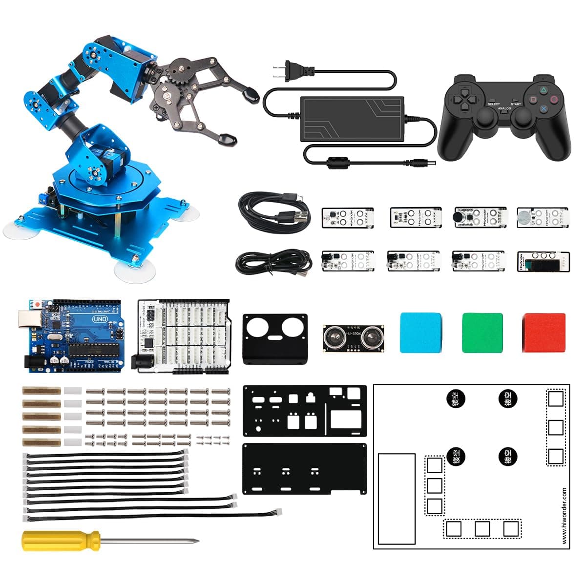 Robotic Arm 6DOF Robot Arm Kit with Secondary Development Compatible with Arduino, DIY Programming Kit STEAM Robot with Sensor and Arduino Open Source Code & Tutorial