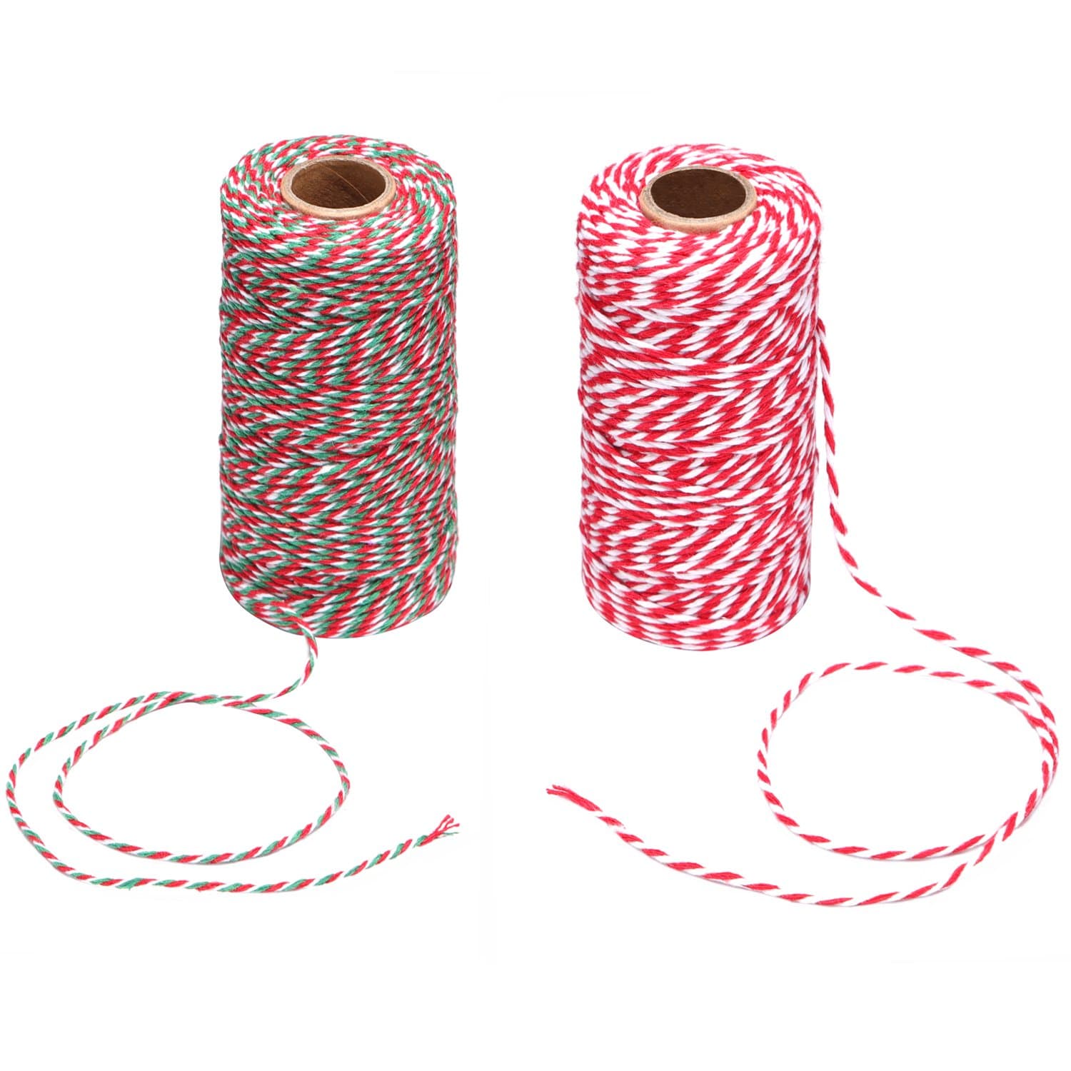 UmsoleBakers Candy Rope Ribbon Twine 2 mm Christmas Cotton Rope Cord String Wrapping Arts Crafts 656 Feet,2 Pieces