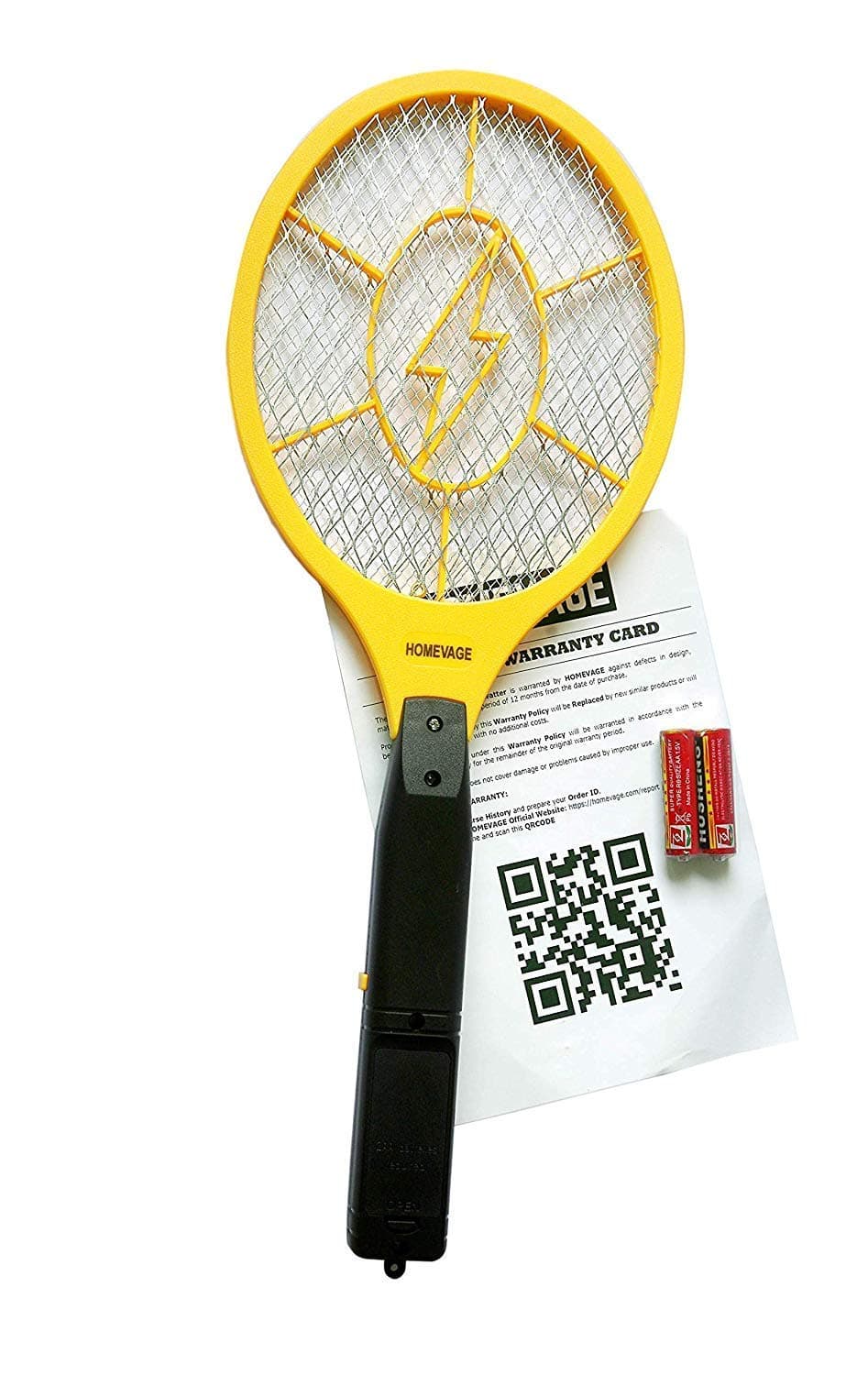 Electric Fly Swatter - Bug Zapper - Best High Voltage Handheld Mosquito Killer - Wasp, Fruit Fly, Insect Trap Racket for Indoor, Travel, Camping and Outdoor Control (2 AA Batteries Included)