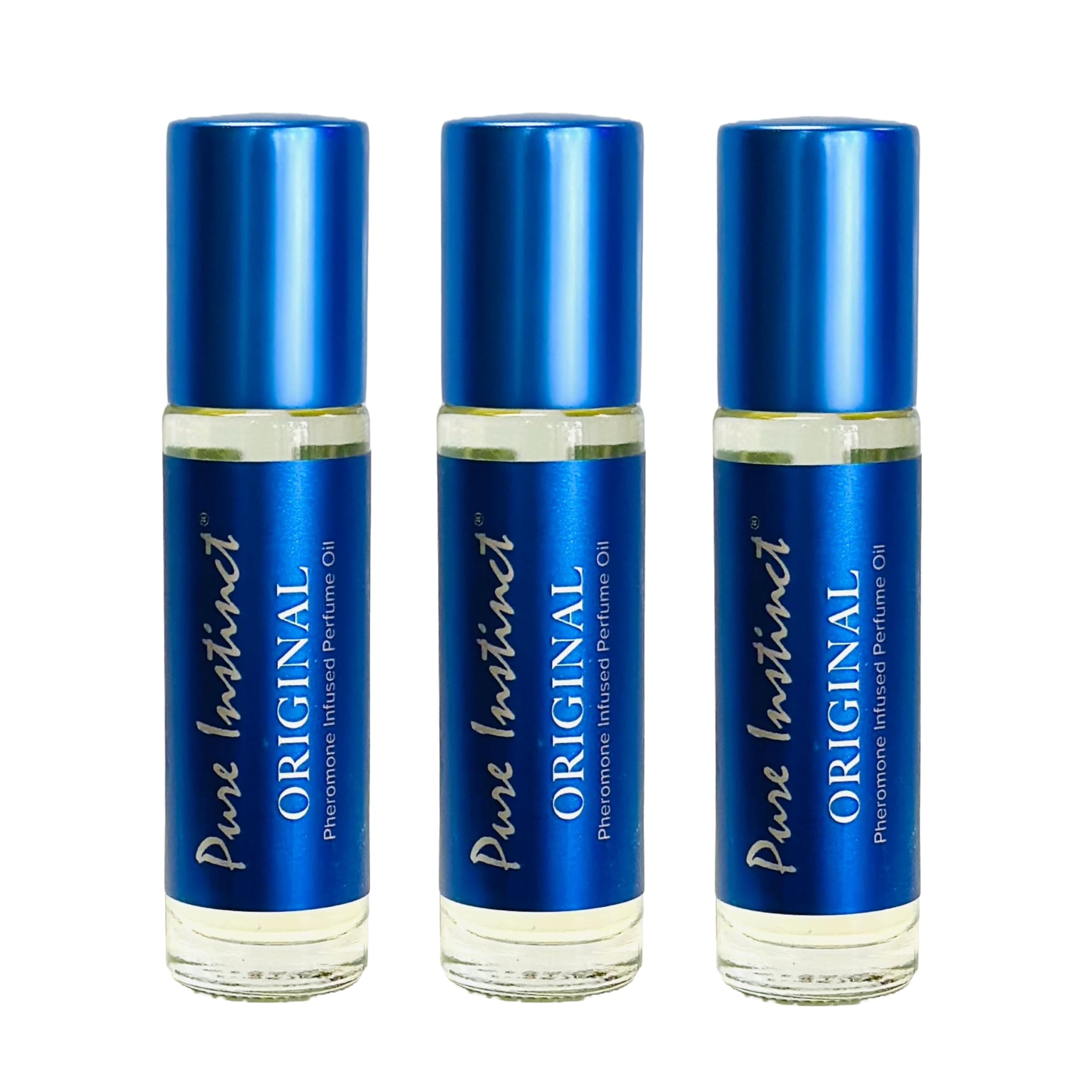 Pure Instinct Roll-On (3-Pack) - The Original Pheromone Infused Essential Oil Perfume Cologne - Unisex for Men and Women - TSA Ready