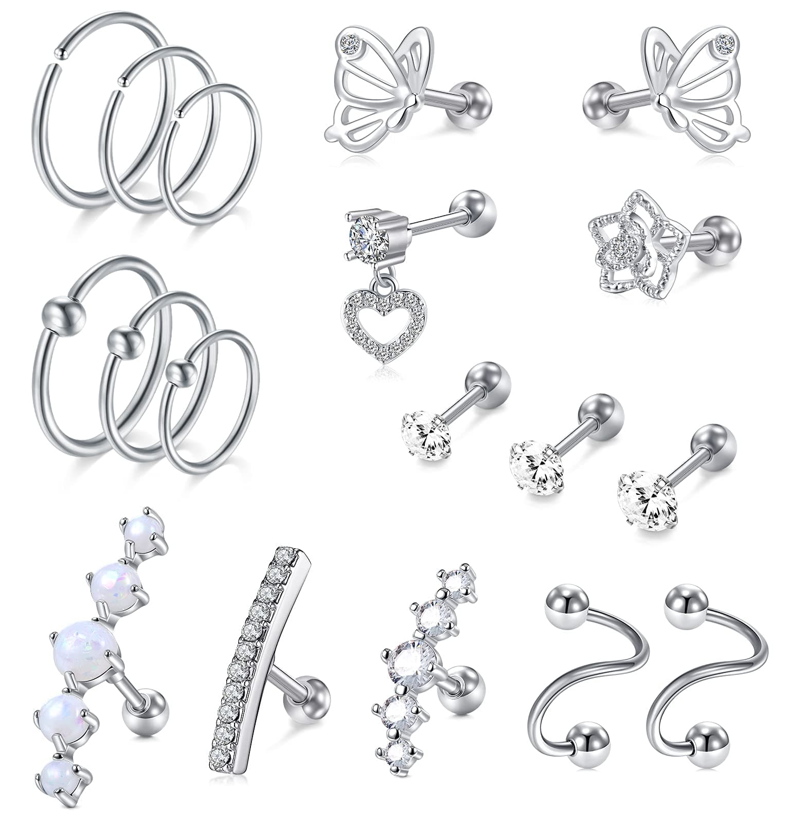 VCMART16G Cartilage Earring Tragus Piercing Jewelry Cartilage Tragus Helix Conch Earrings for Women Surgical Steel Lip Rings Labrte Stud Ear Lip Medusa Piercing Jewelry