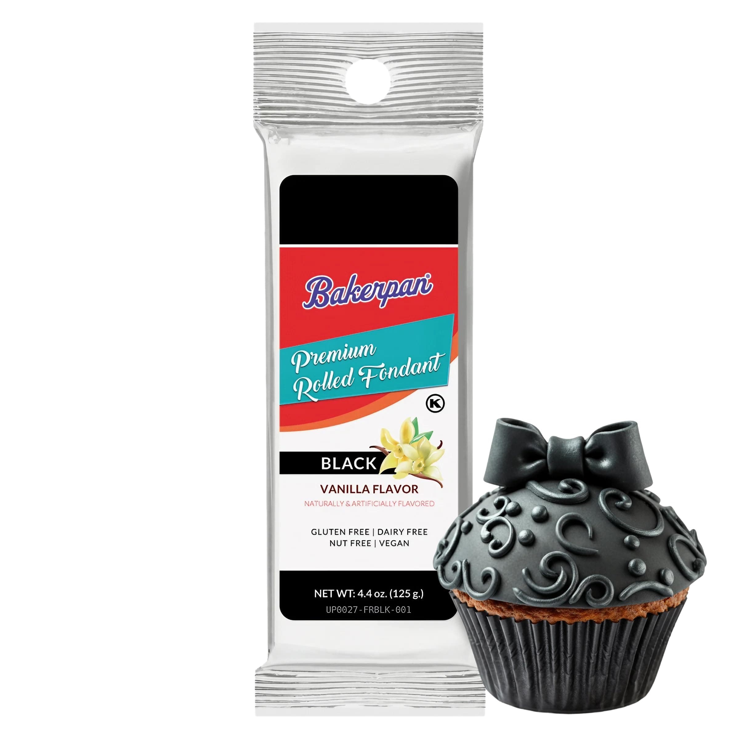 Premium Rolled Black Fondant for Cake Decorating, Vanilla Flavor - 4.4 Ounces (Made in USA)