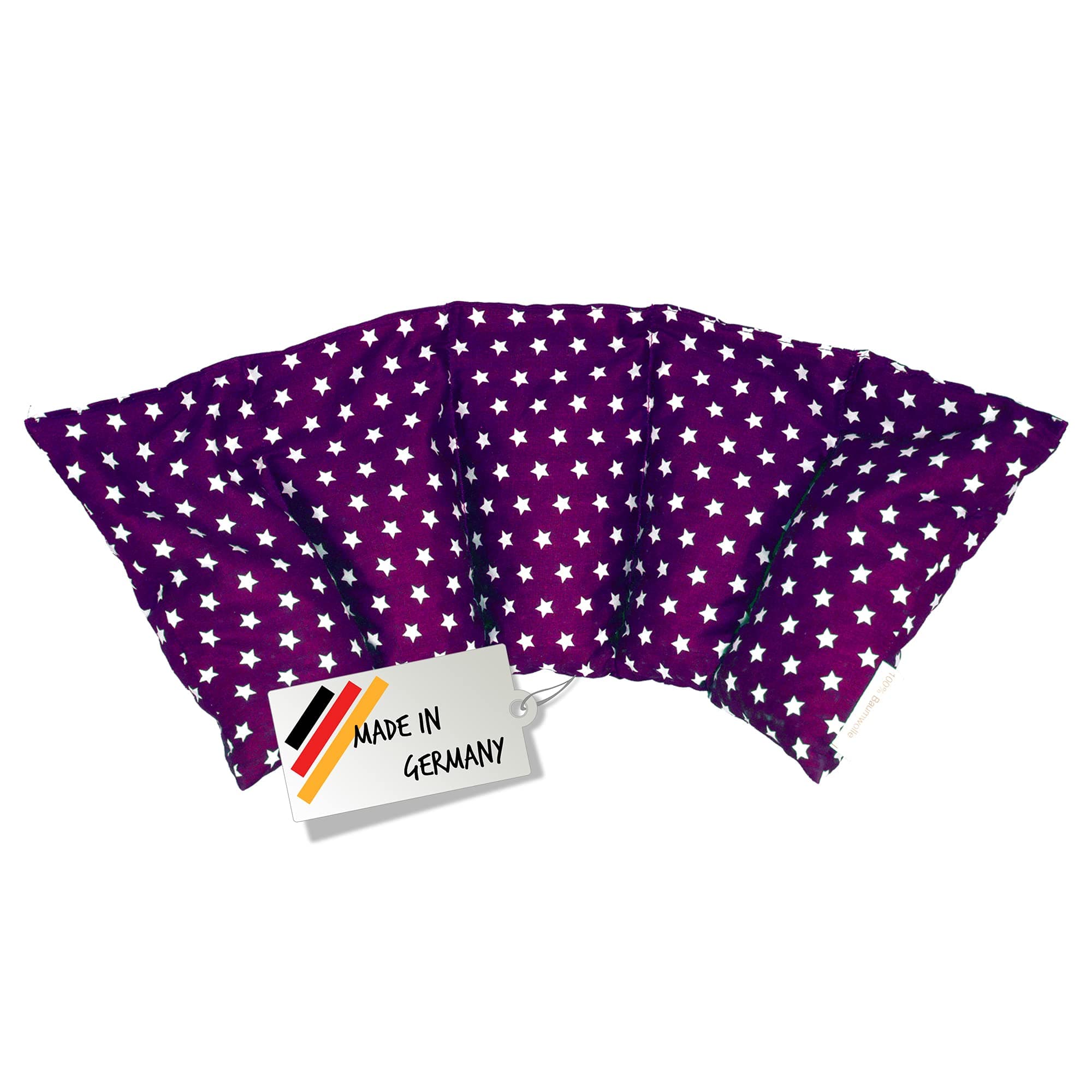 Large Cherry Stone Cushion/Relaxation Cushion - Heating Cushion for Microwave/Long Heat Bag/Filled with Cherry Pits/Cotton Cover with Star Pattern in 18 Colors! (Purple)