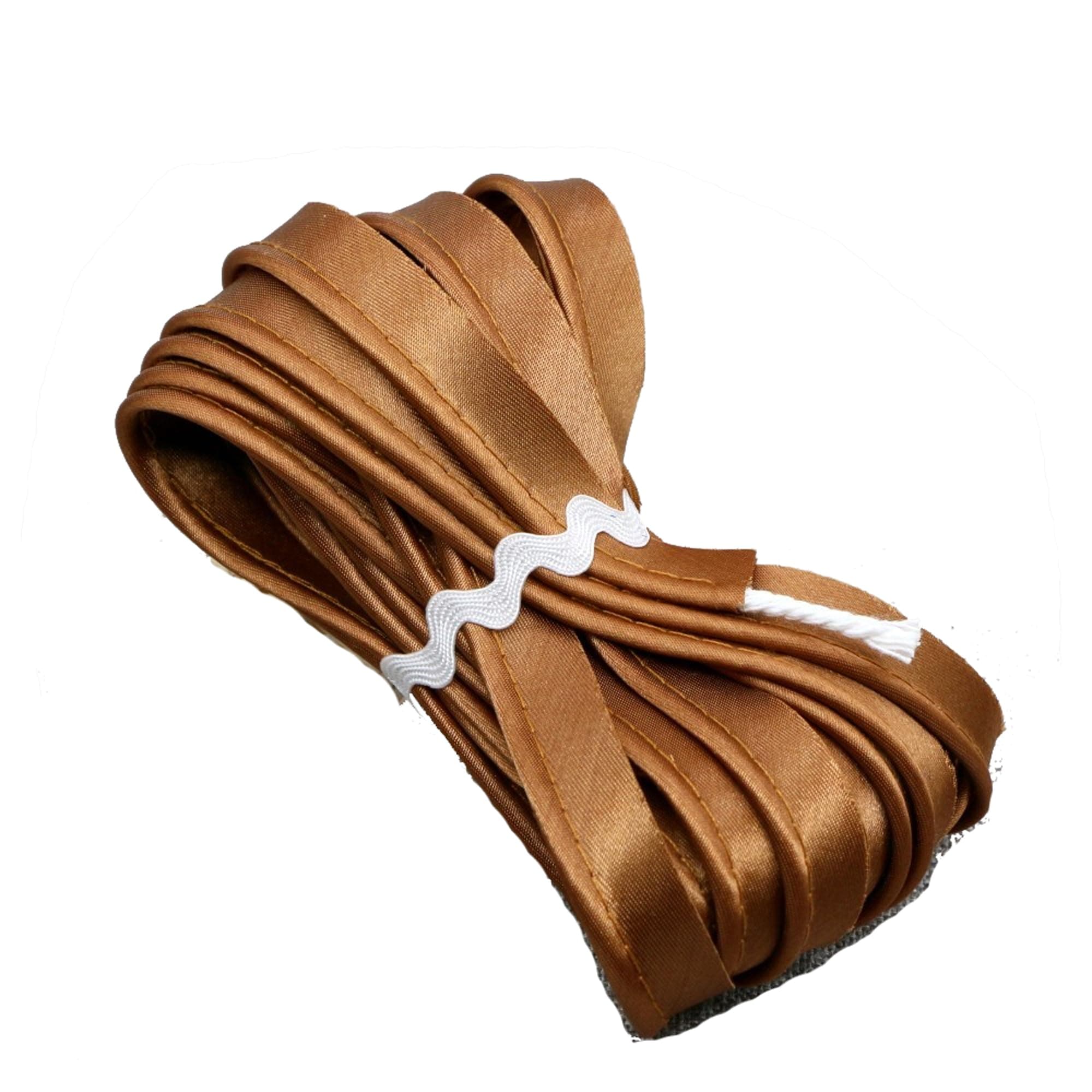 Satin bias Tape Lip Cotton Fabric Cord Edge Rope Ribbon Upholstery Sewing Piping Trims 10yards (Brown #20)