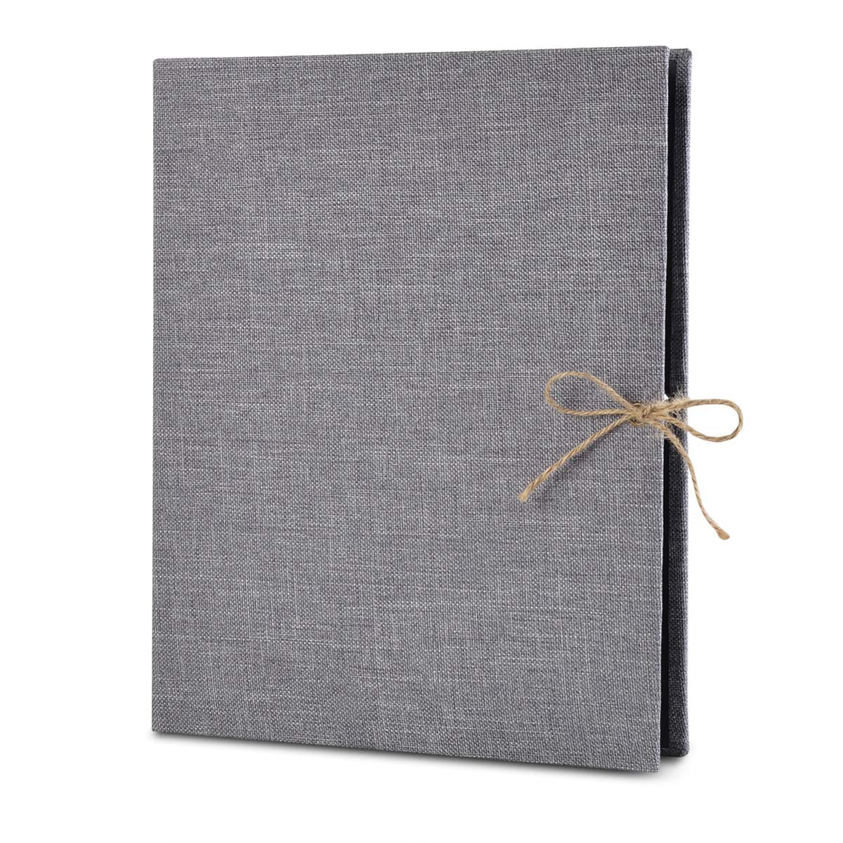 Photo Album Scrapbook, VEESUN Linen Refillable Scrap Book, Vintage Black Pages Memory Book, Back to School Gifts for Children, Birthday Gifts for Mum, Wedding Anniversary Presents for Men Women, Grey