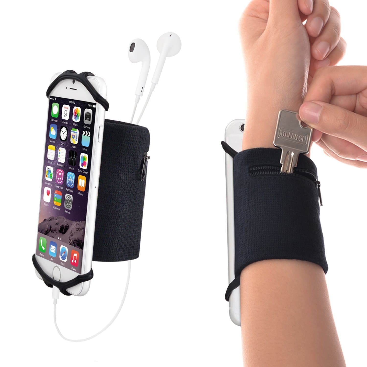 WANPOOL Sweatband Wristband + Detachable Silicon Net with a Little Pouch for Keys and Coins for 4.5-6 inch Phones