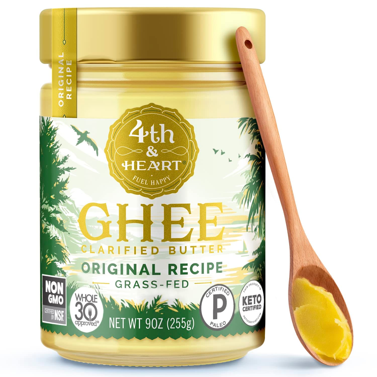 Original Grass-Fed Ghee, Clarified Butter, 1:1 Butter Substitute, Pasture-Raised, Lactose & Casein Free, 9 oz