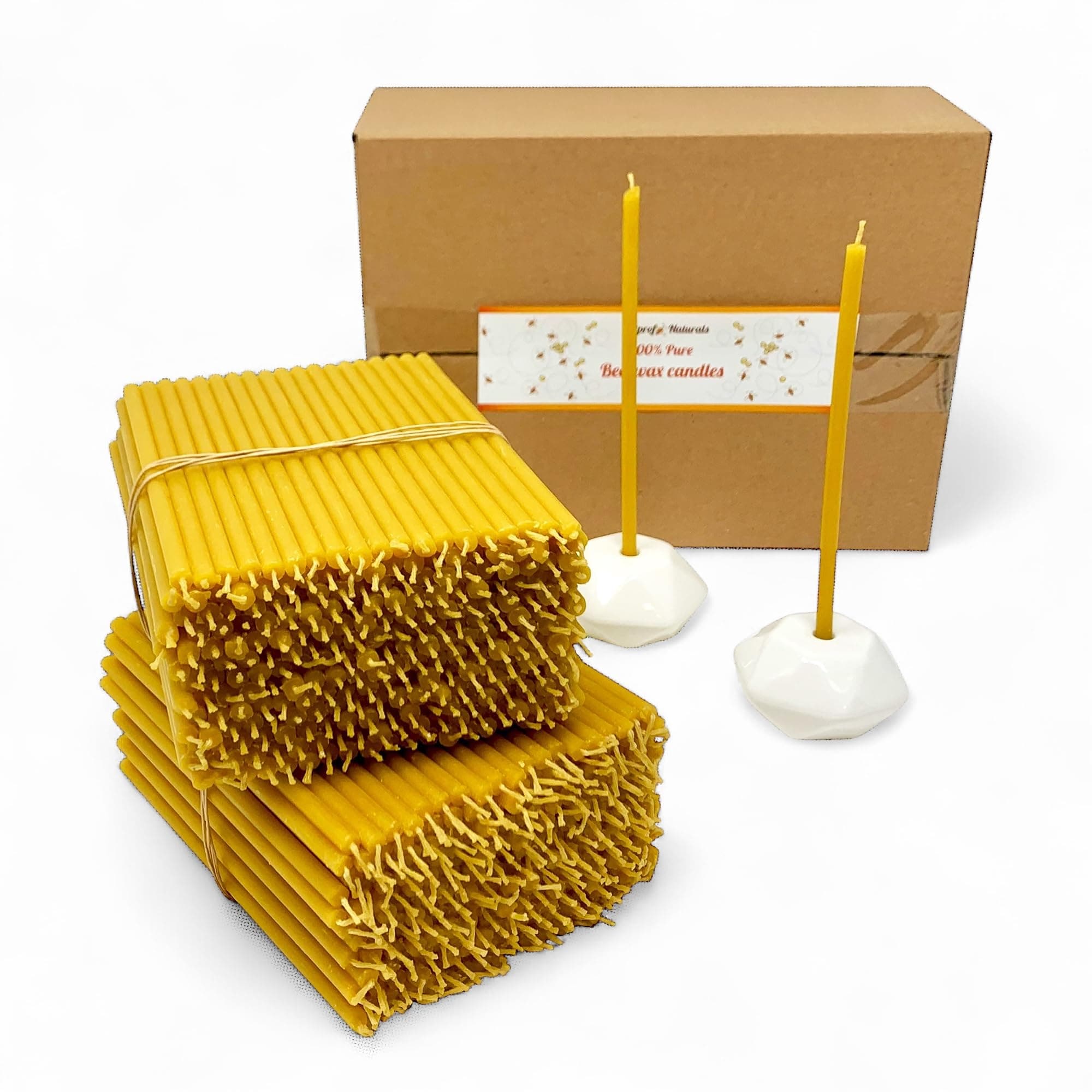 500 Votprof 100% Pure Beeswax Taper Candles ( 6 1/4") Natural Honey Scent