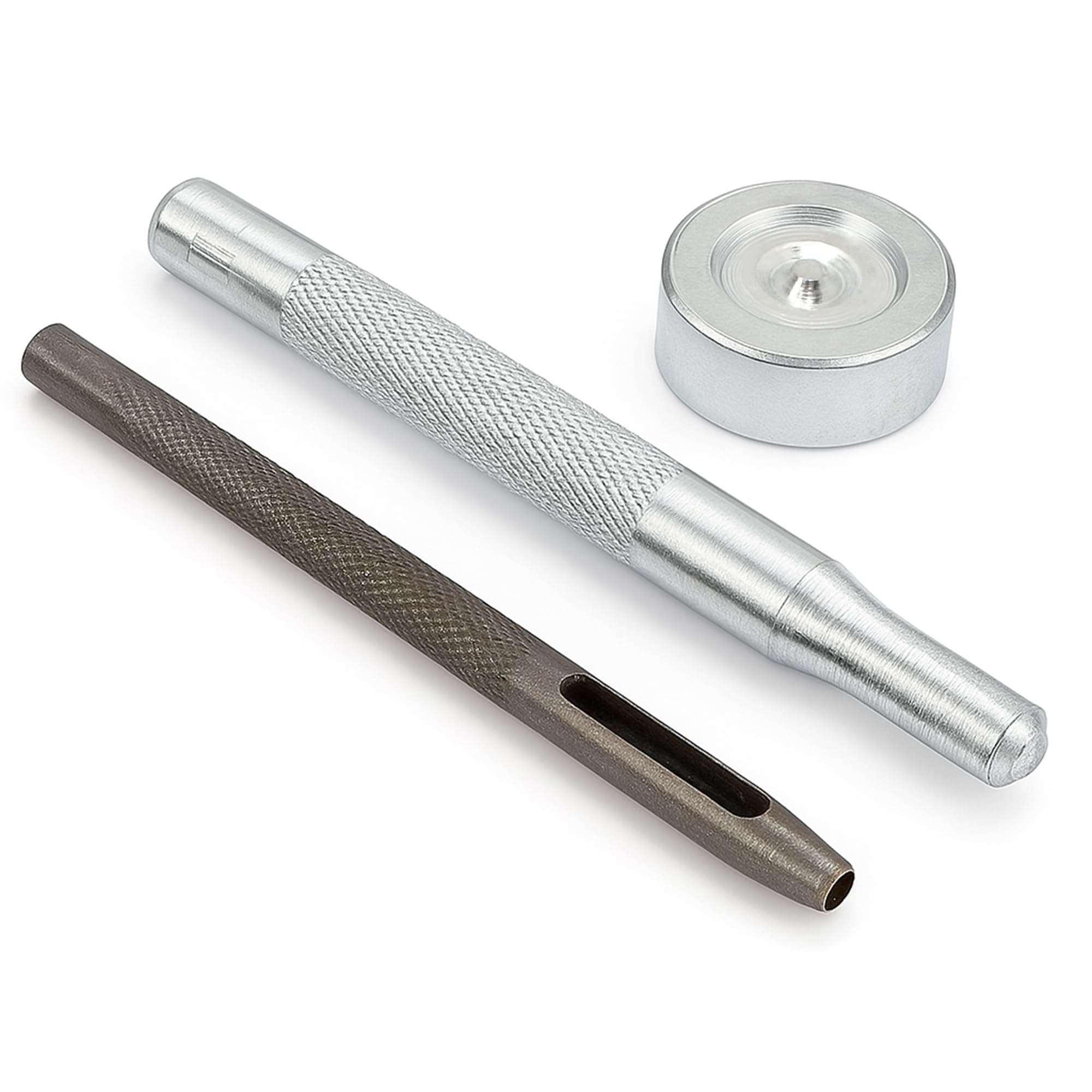 Trimming Shop 15mm Press Studs Fixing Tool Kit with Hollow Hole Punch, Snap Fastener Button Setting Hand Tool Set, Equipment for Sewing, Leather Crafts, and Clothing Repair