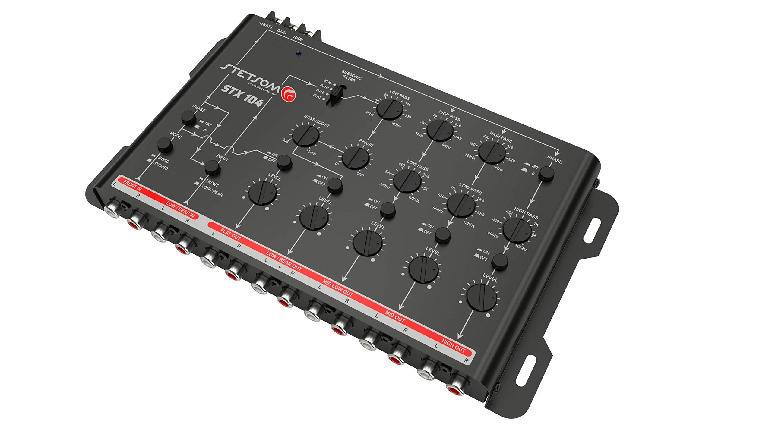 Stetsom STX 104 PRO - Crossover, 5 Way Channels, Digital Electronic Car Audio, Output Signal Processor, Car Audio Crossover High Precision, Audio Crossover, Crossover Adjustment, Audio Equalization