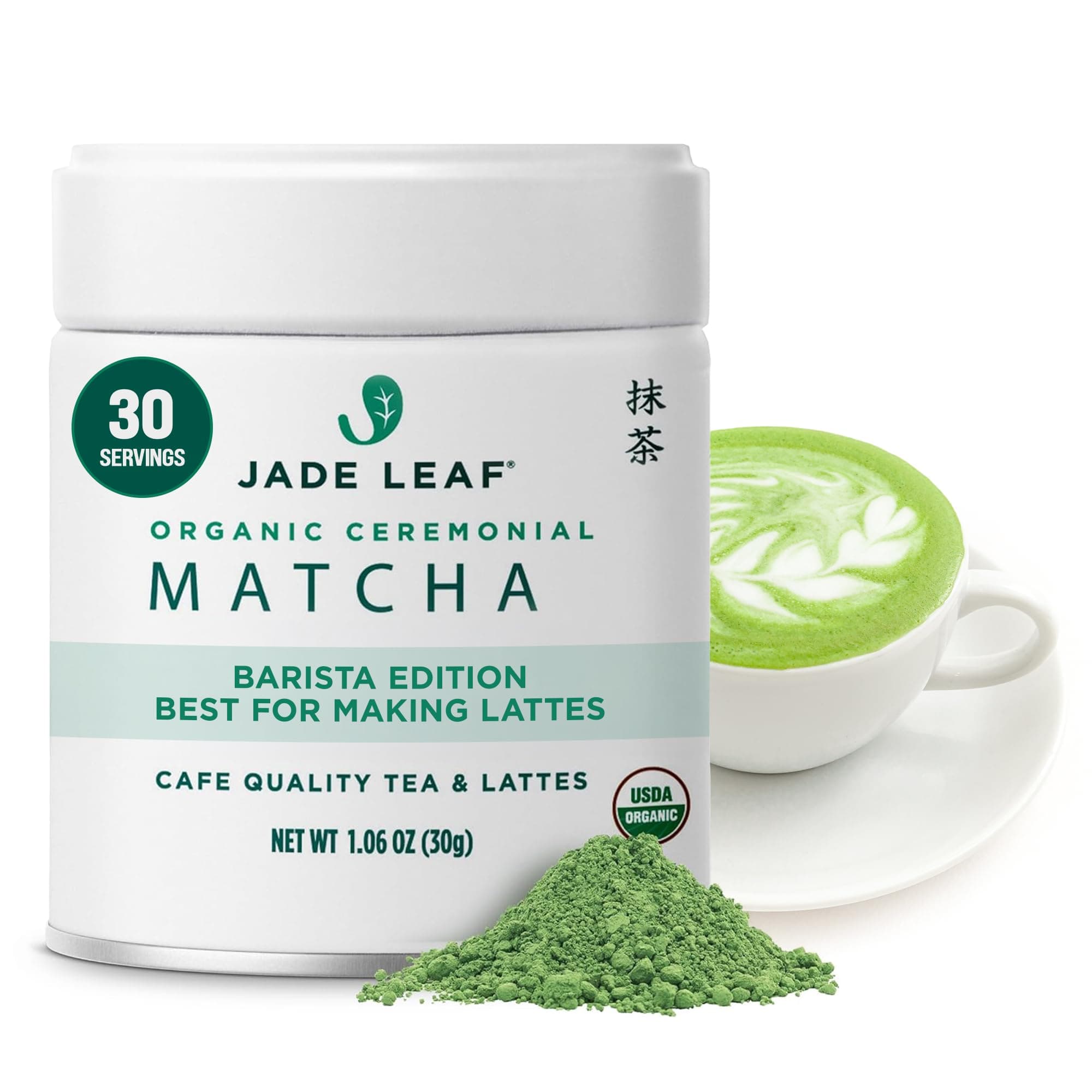 Organic Ceremonial Grade Matcha Green Tea Powder - Barista Blend - 100% Pure Japanese First Harvest Green Tea for Lattes from Uji and Kagoshima, 30g / 1.06 Ounce (Pack of 1)