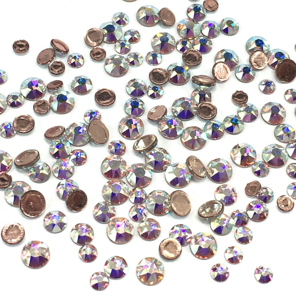 144 pcs Crystal AB (001 AB) 2078 Xirius Austrian Crystal Austria Iron on HOTFIX Mixed Sizes ss12 ss16 ss20 Flatbacks Round Rhinestones Embellishment DIY Deco Bling Round