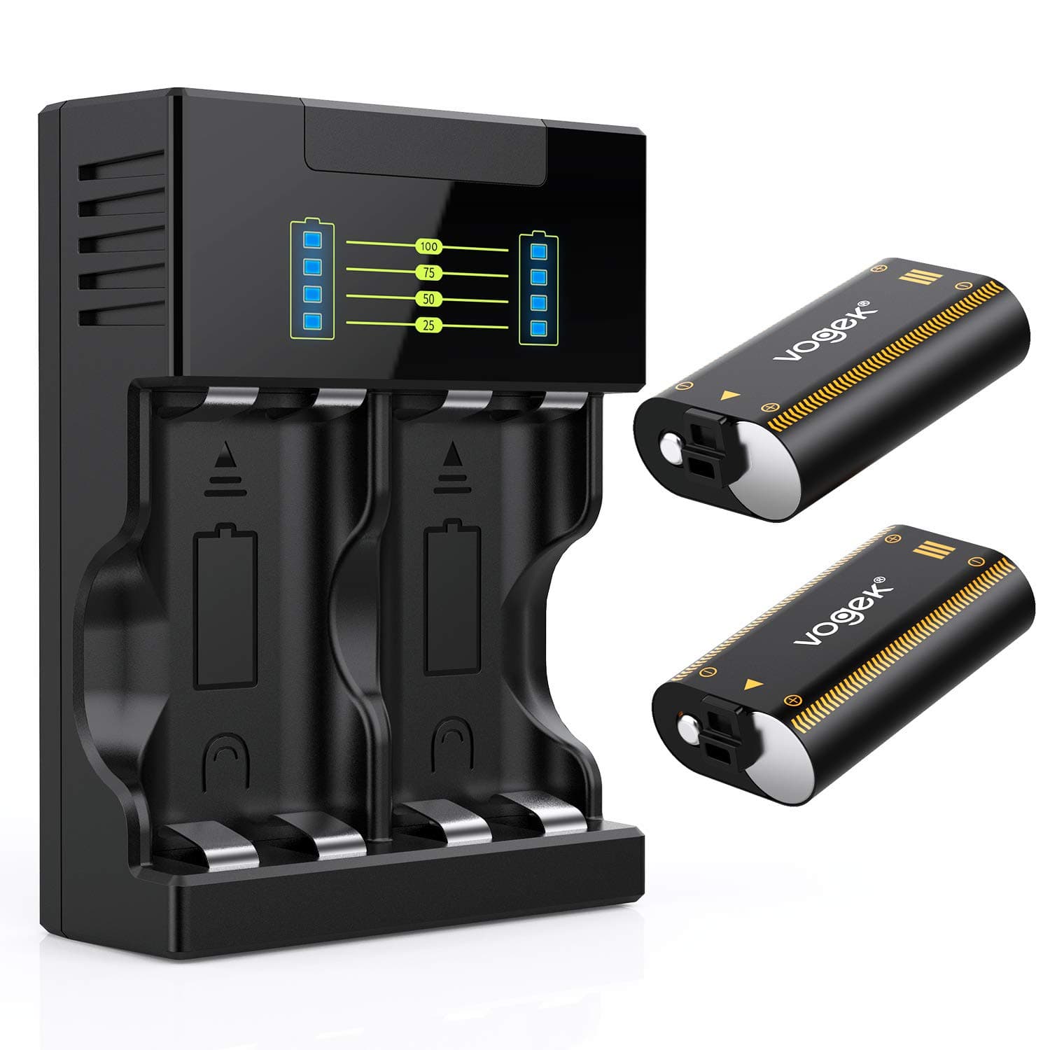 Vogek Xbox One Controller Battery Pack, 2 x 2200mAh Rechargeable Battery with USB Charging Cable and Charger Kit for Xbox One/S/X/Elite Wireless Controller