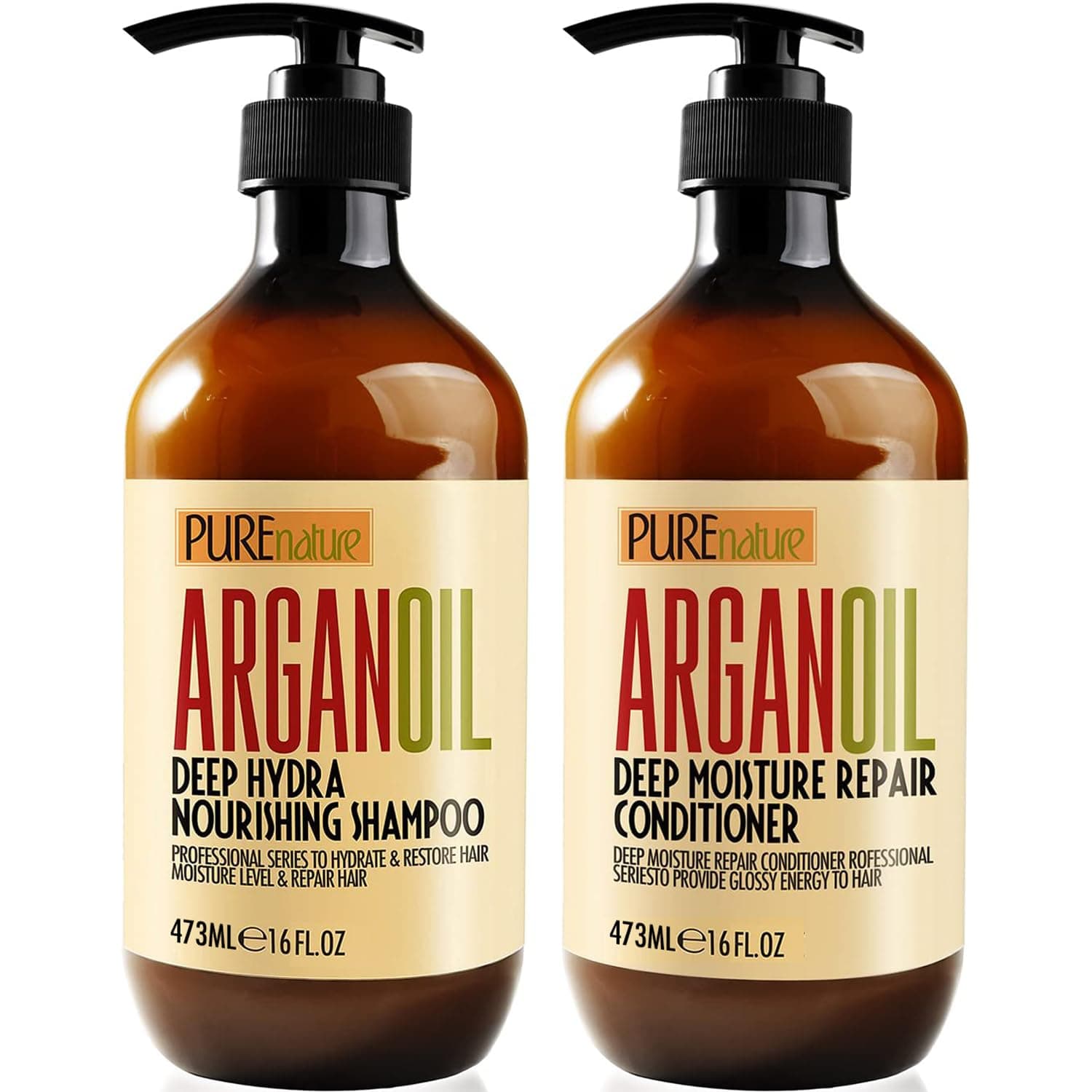 Moroccan Argan Oil Shampoo and Conditioner SLS Sulphate Free Organic Gift Set - Best for Damaged, Dry, Curly or Frizzy Hair - Thickening for Fine/Thin Hair, Safe for Colour and Keratin Treated Hair