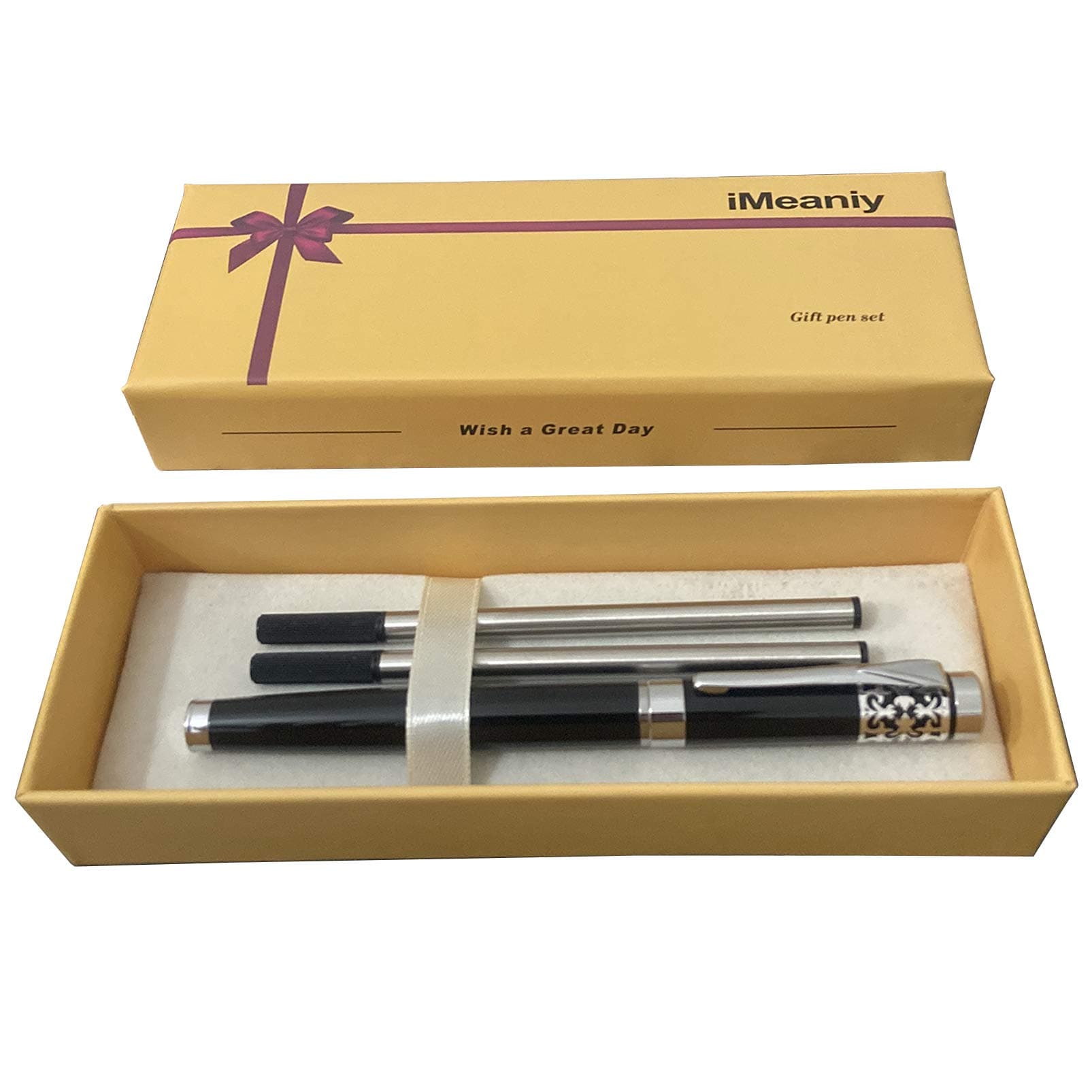 Nice Pen in Gift Box Fancy Ballpoint Pen Writing set for Signature Executive Journal,Luxury Pen for Graduation Birthday Gifts,Black Gel Ink 0.7mm refills