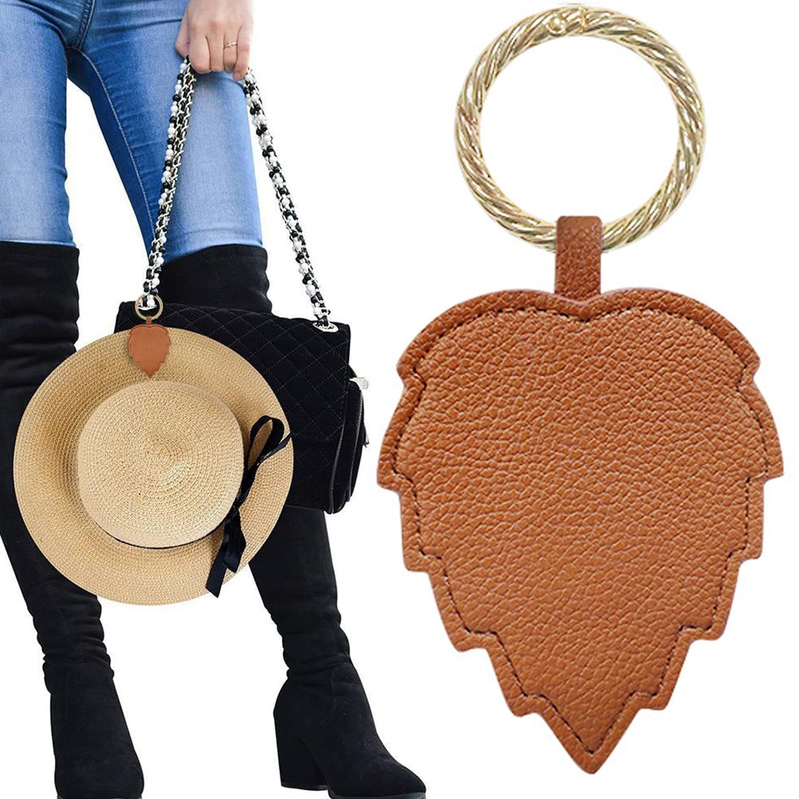 Zoomarlous Hat Clip for Bag Travel | Magnetic Hat Clip | PU Leather Hat Holder Clip for Bag | Portable Visor Hat Clips Travel Accessories for Men & Women