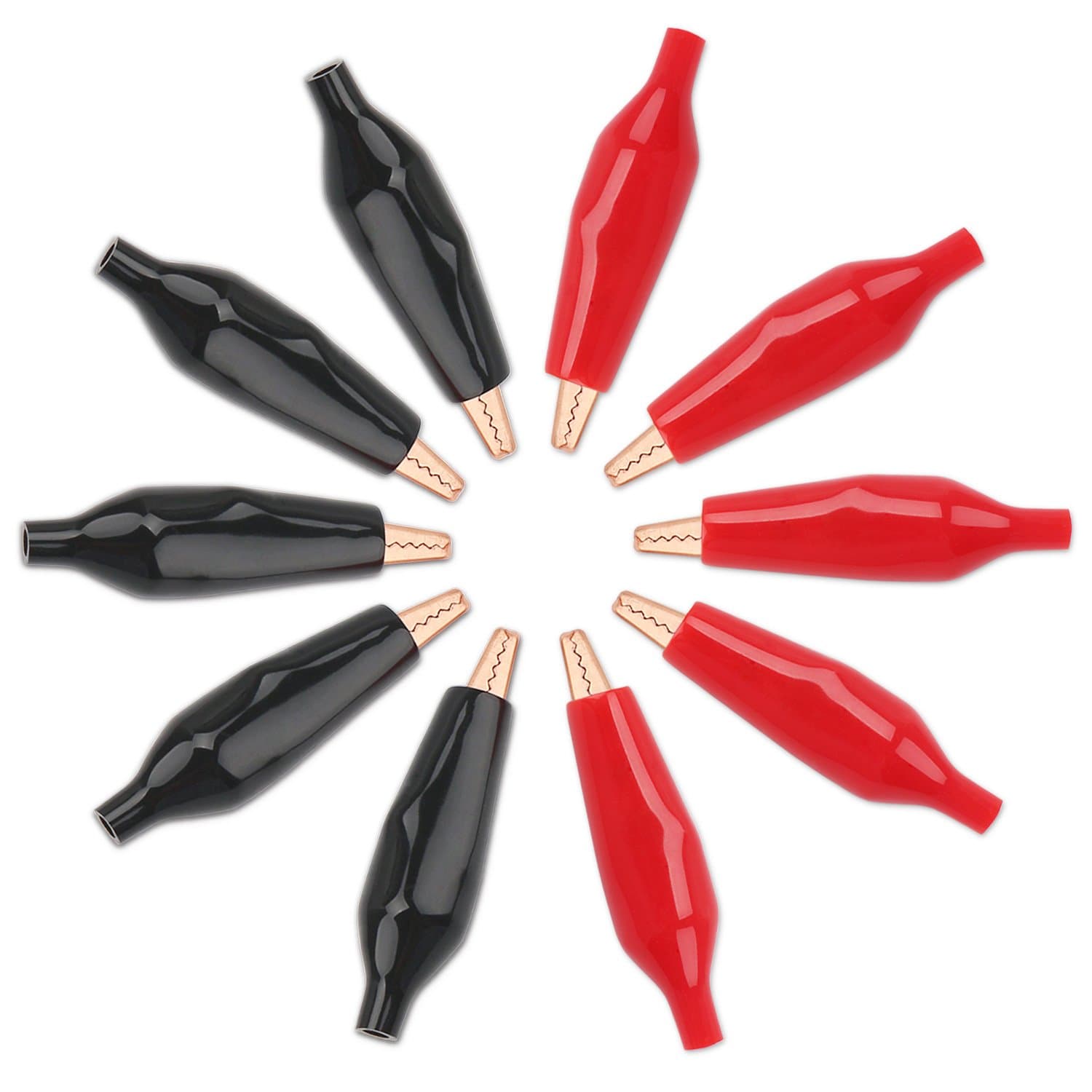 DROK10 pcs Alligator Clips Clamps, 1.77"/45m 10A Pure Copper Crocodile Alligator Jumper Electric Test Clips Helper with Protective Insulation Cover